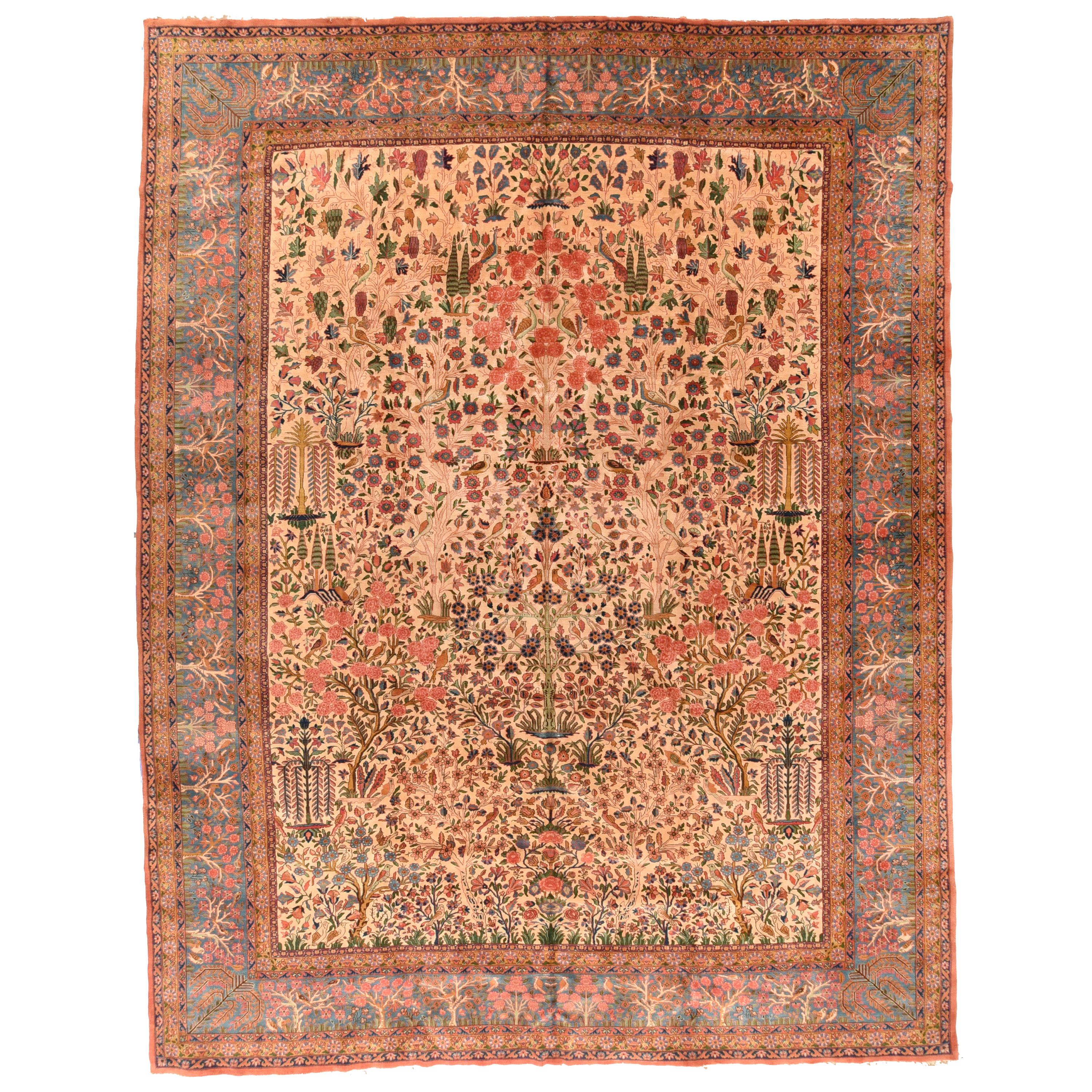 Antique Persian Kashan Area Rug