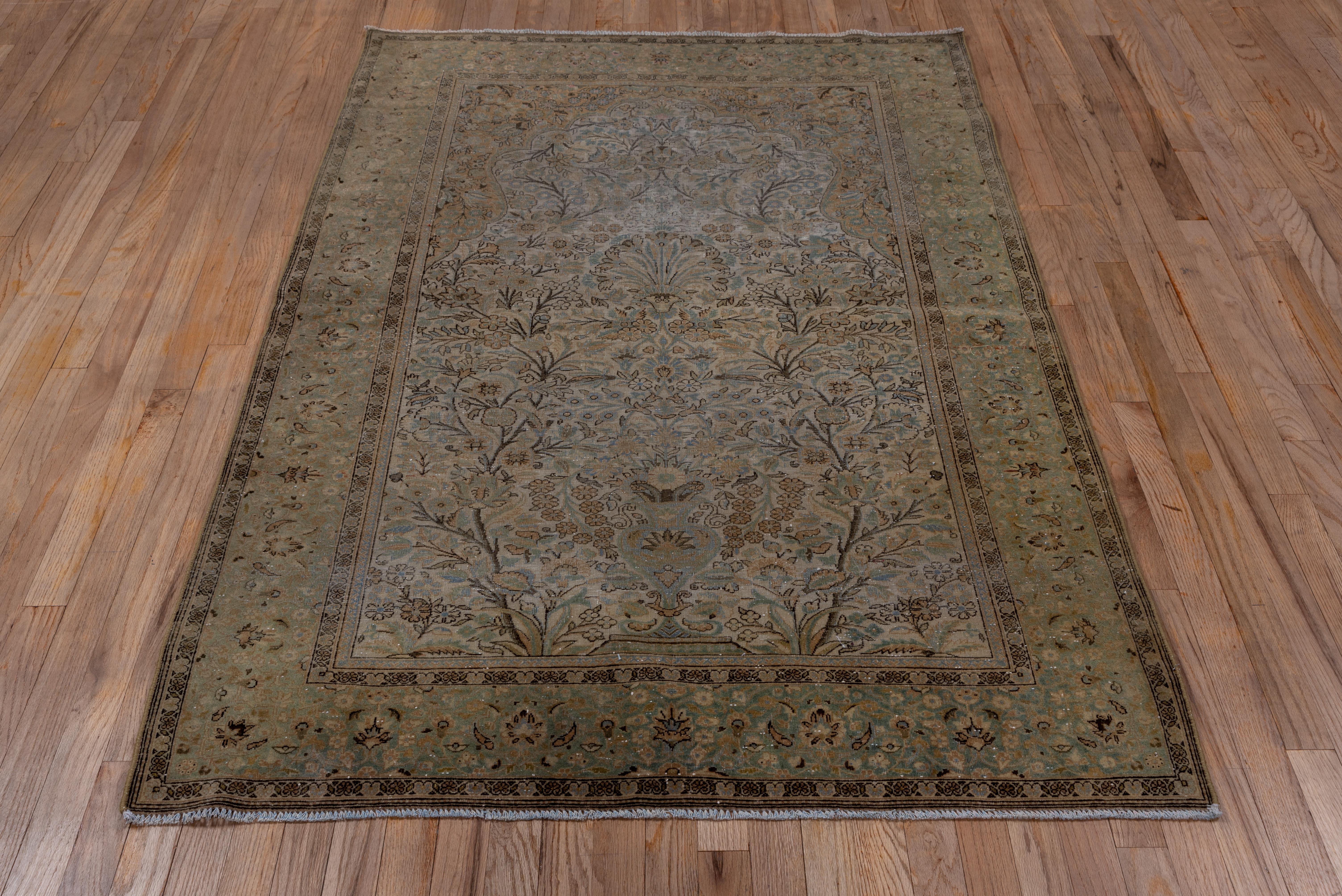 Fine Antique Persian Kashan Scatter Rugs with Earth Tones, Blues & Greens In Good Condition For Sale In New York, NY