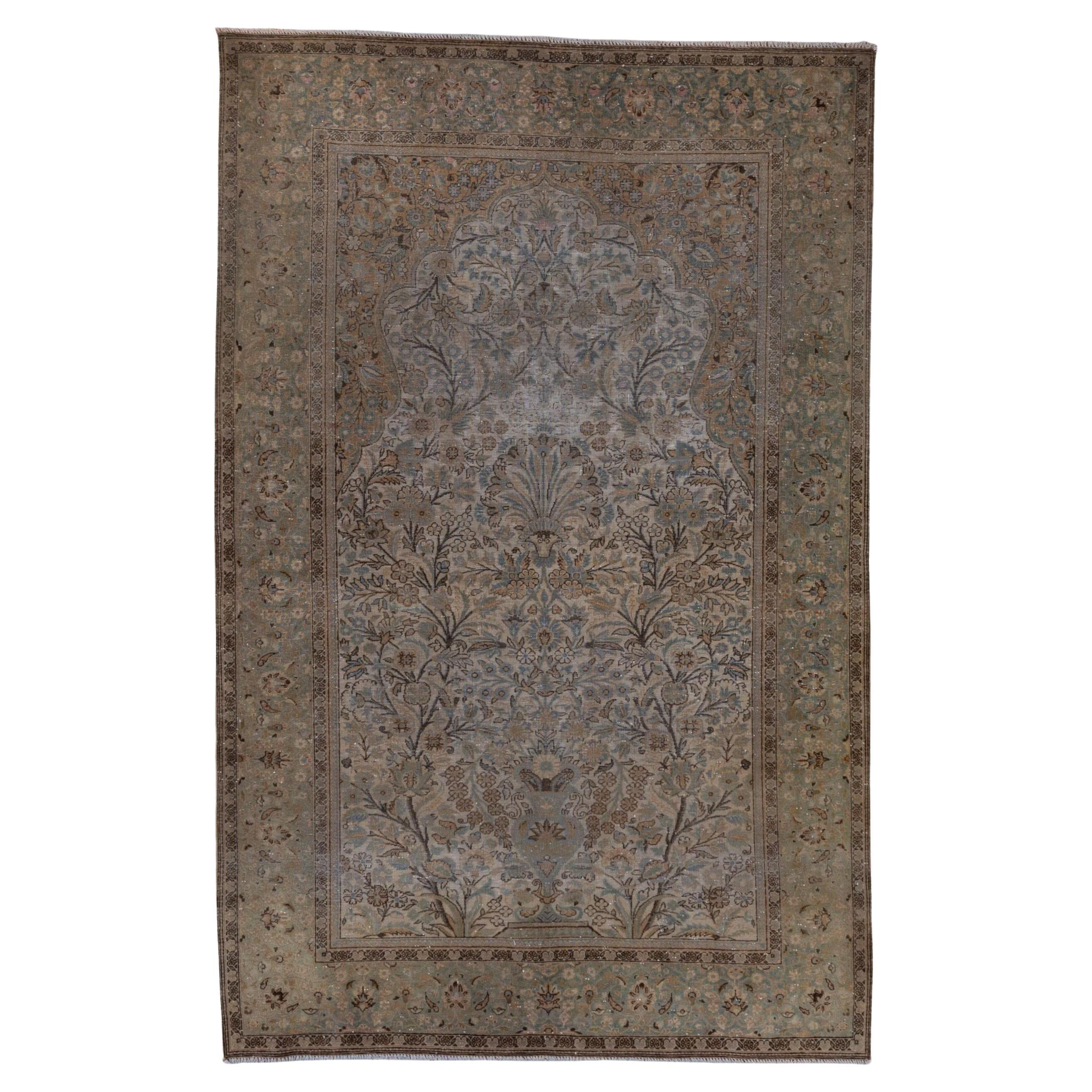 Fine Antique Persian Kashan Scatter Rugs with Earth Tones, Blues & Greens