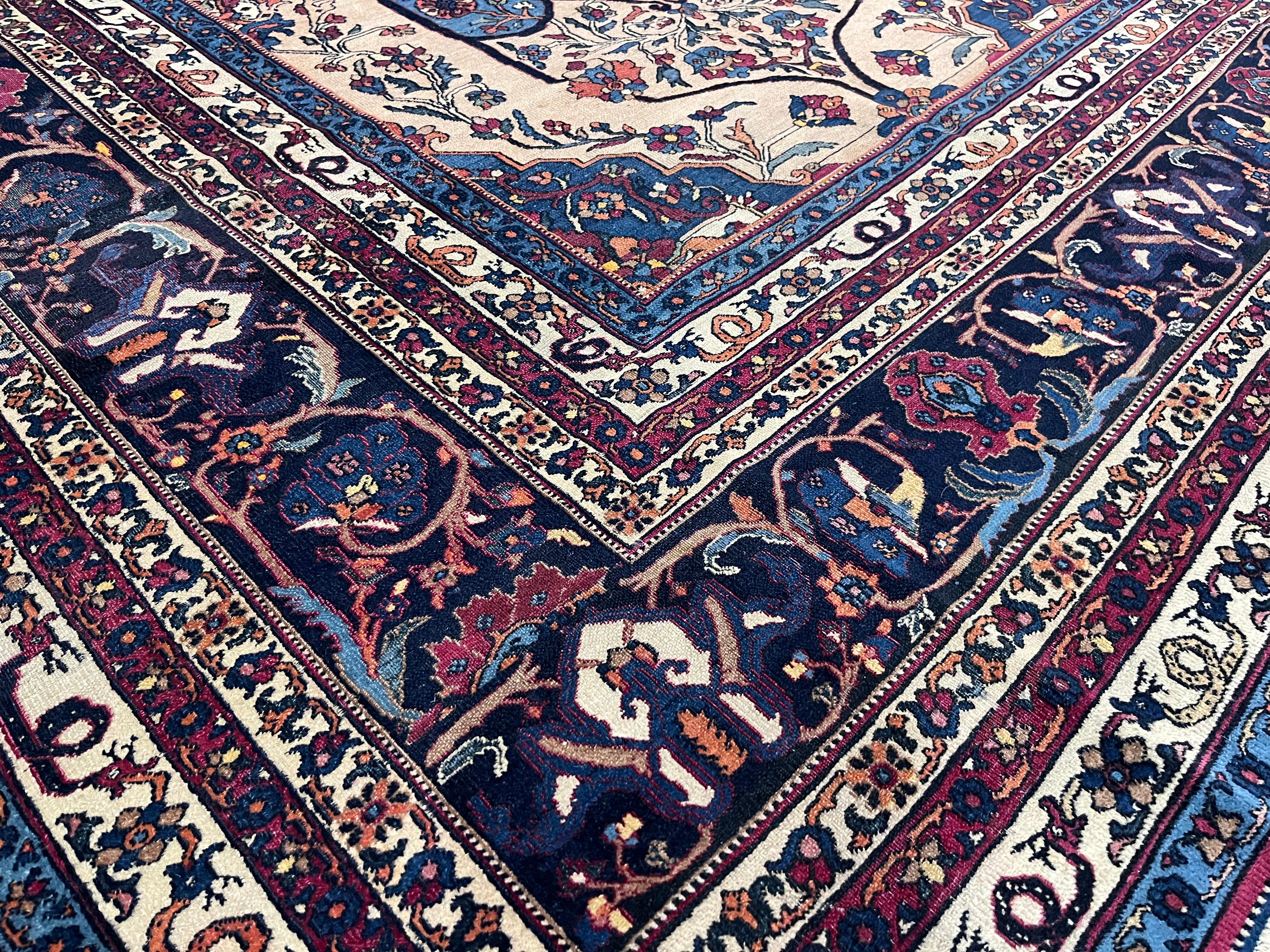 19th Century Fine Antique Persian Khorasan Rug 7’5” x 10’3” For Sale