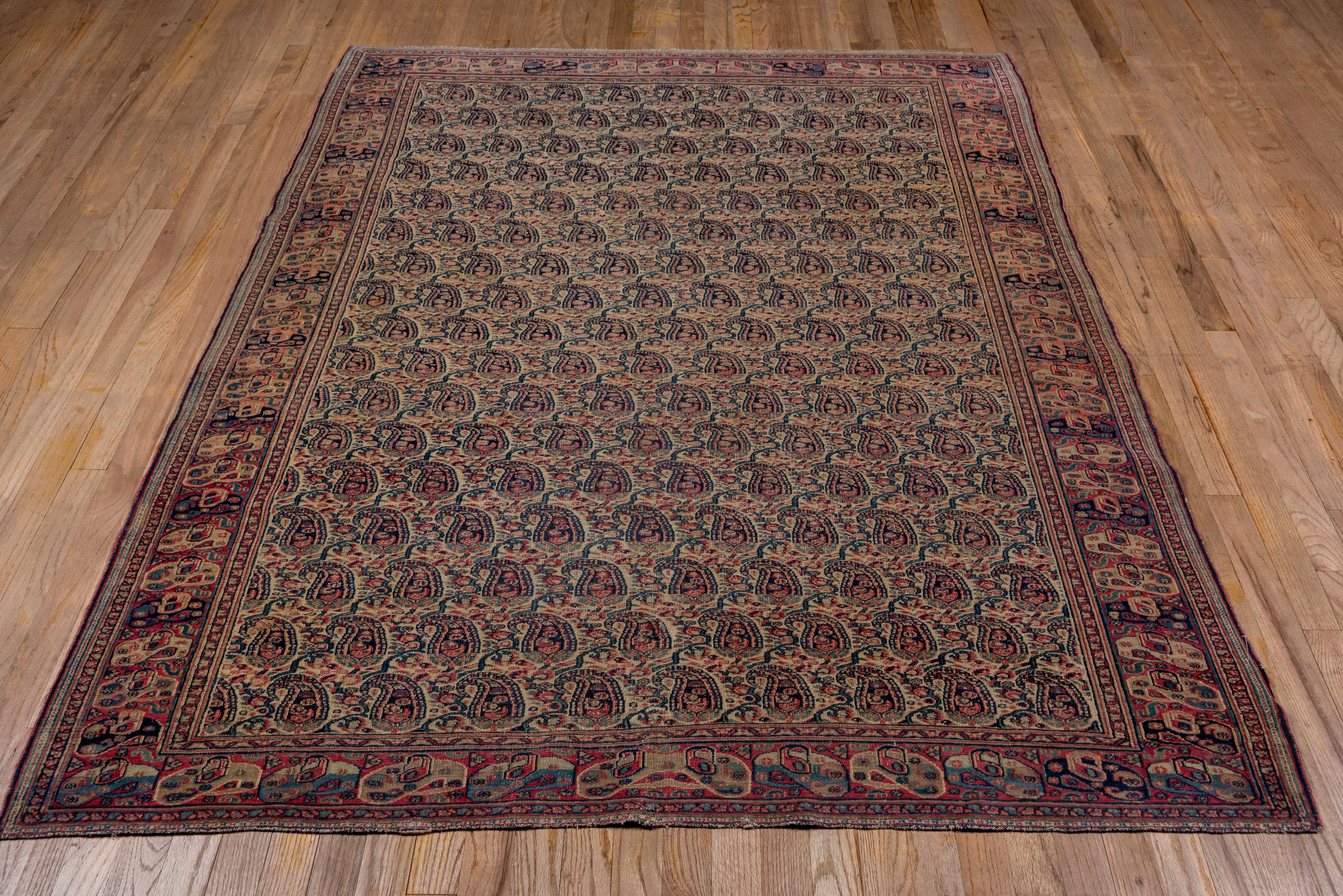 Hand-Knotted Fine Antique Persian Khorassan Rug, All-Over Paisley Field, circa 1900s For Sale