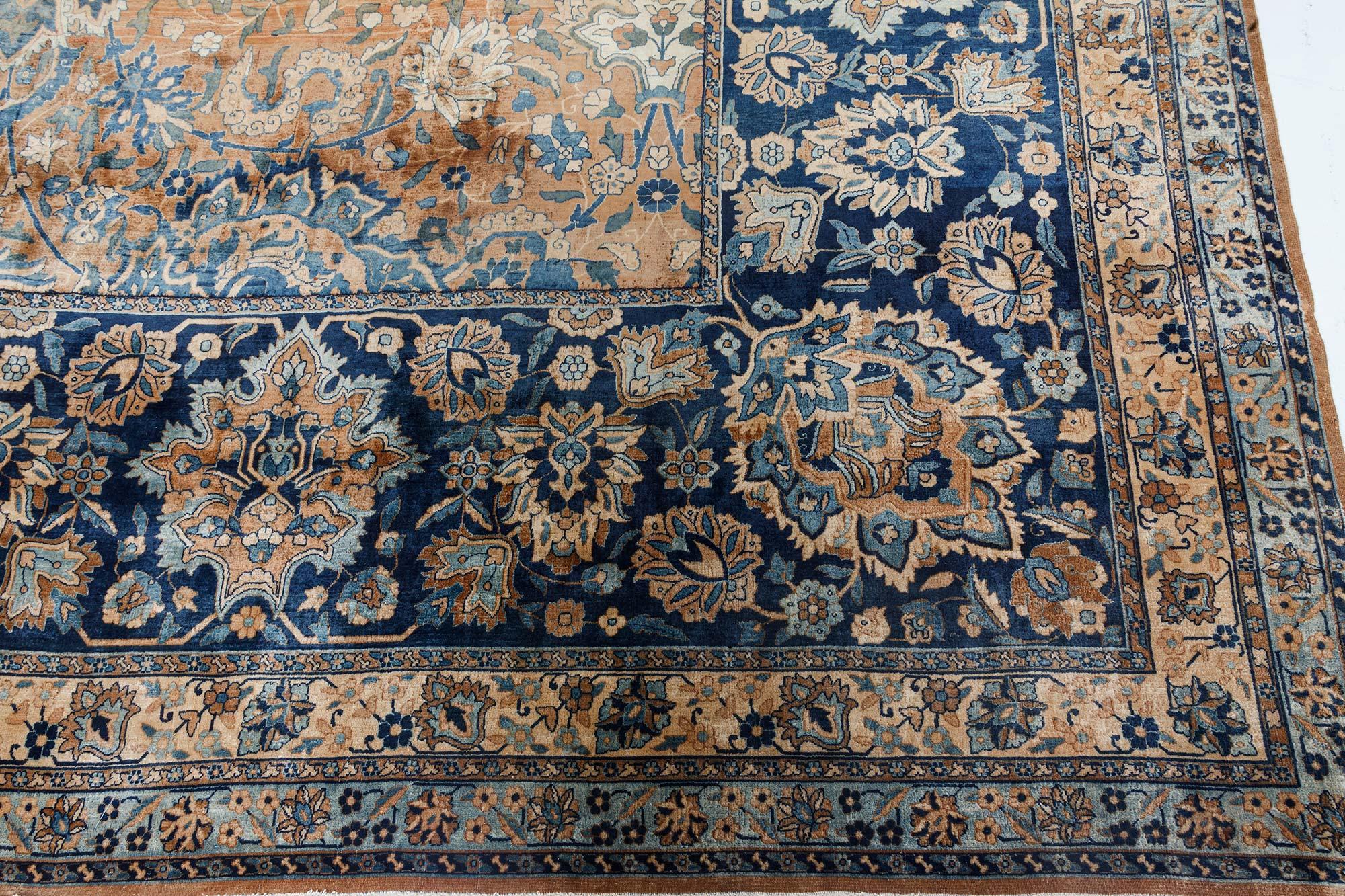 Antique Persian Kirman Handmade Wool Carpet In Good Condition For Sale In New York, NY