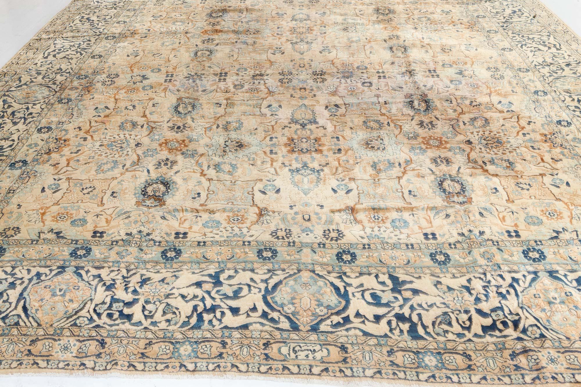 20th Century Antique Persian Kirman Handmade Wool Carpet For Sale