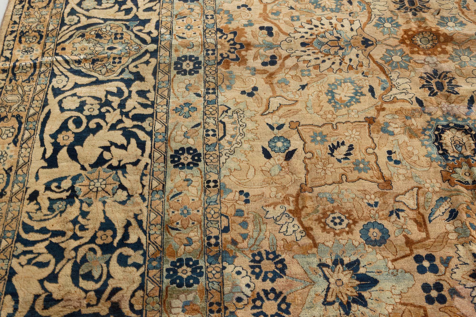 Antique Persian Kirman Handmade Wool Carpet For Sale 1