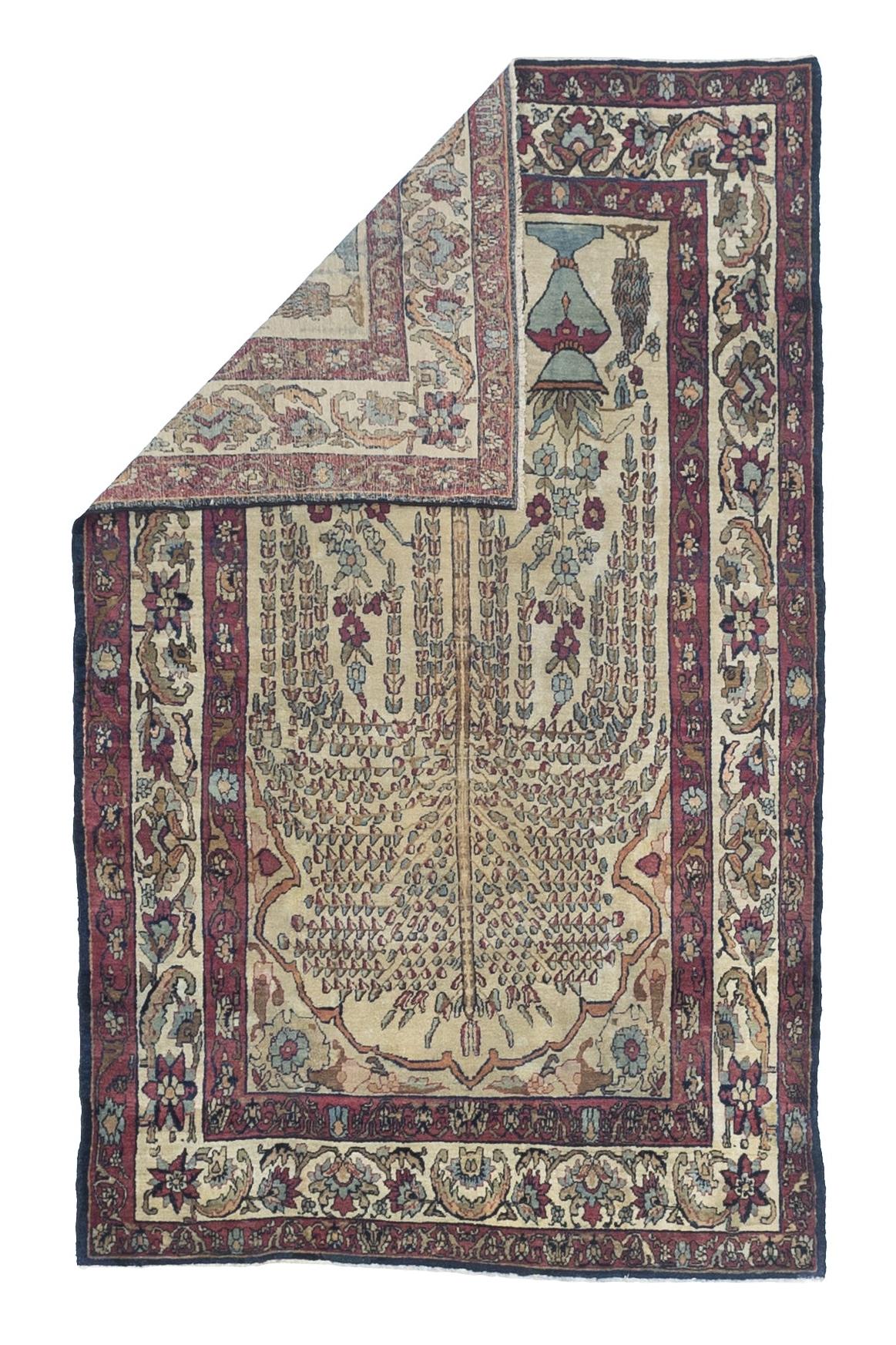 Fine Antique Persian Lavar Kerman Rug 4'1