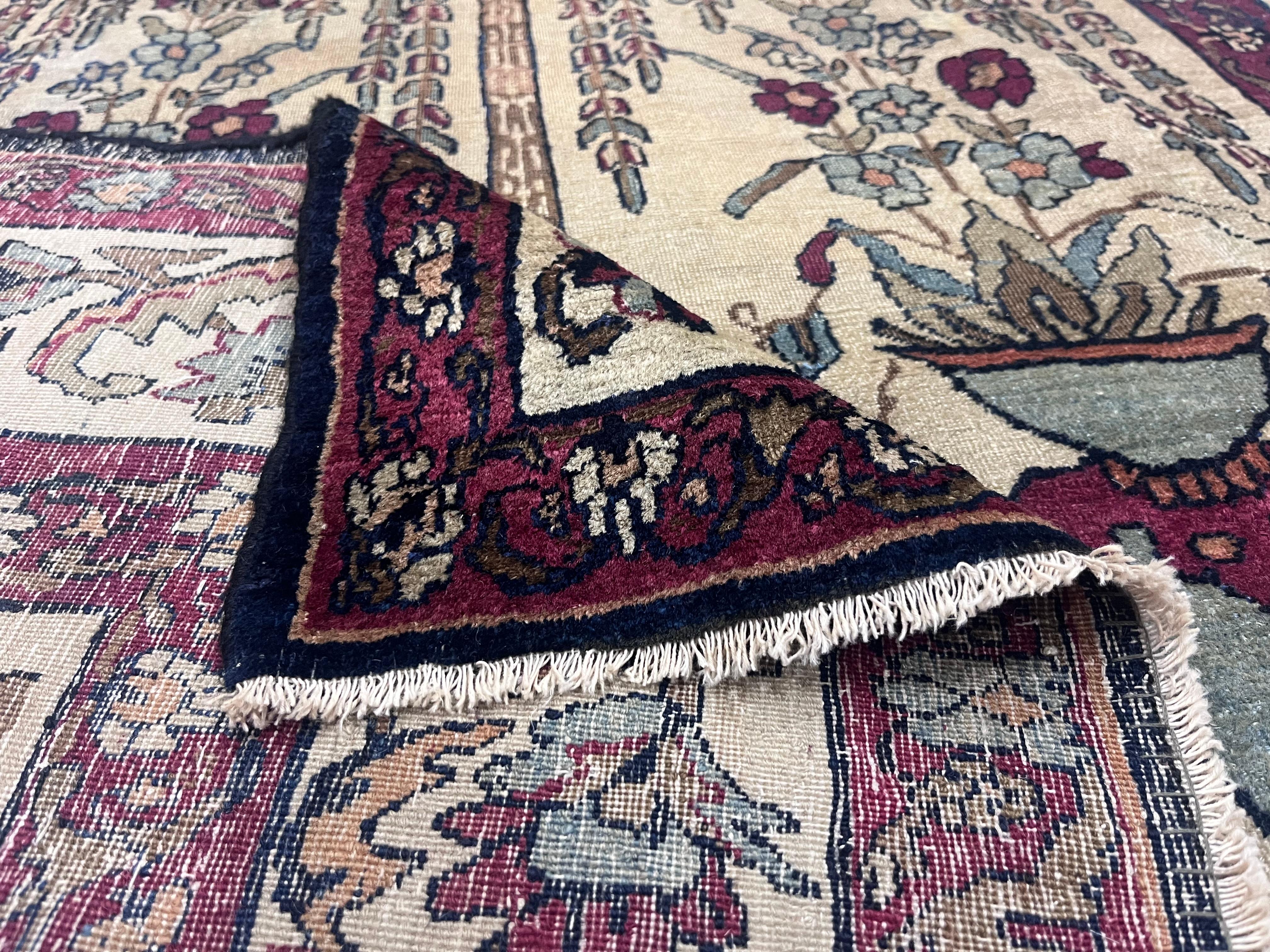 Wool Fine Antique Persian Lavar Kerman Rug 4'1