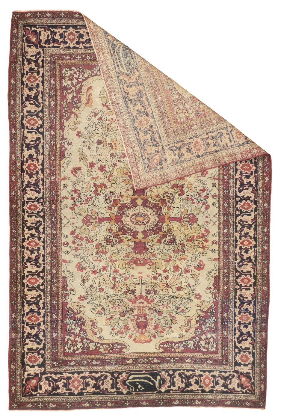 Feine antike persische Lavar Kerman SIgned von Master Weaver Rug 4'6