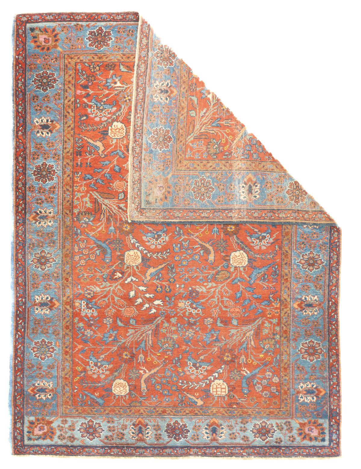 Feiner antiker persischer Malayer-Teppich 4'7'' x 6'1''. Eine große Stadt im Webereigebiet von Hamadan, die sich auf einfach gewebte Scatters, Raumgrößen, Galerie-Teppiche, lange Teppiche und Gelegenheitsläufer spezialisiert hat. Zahlreiche