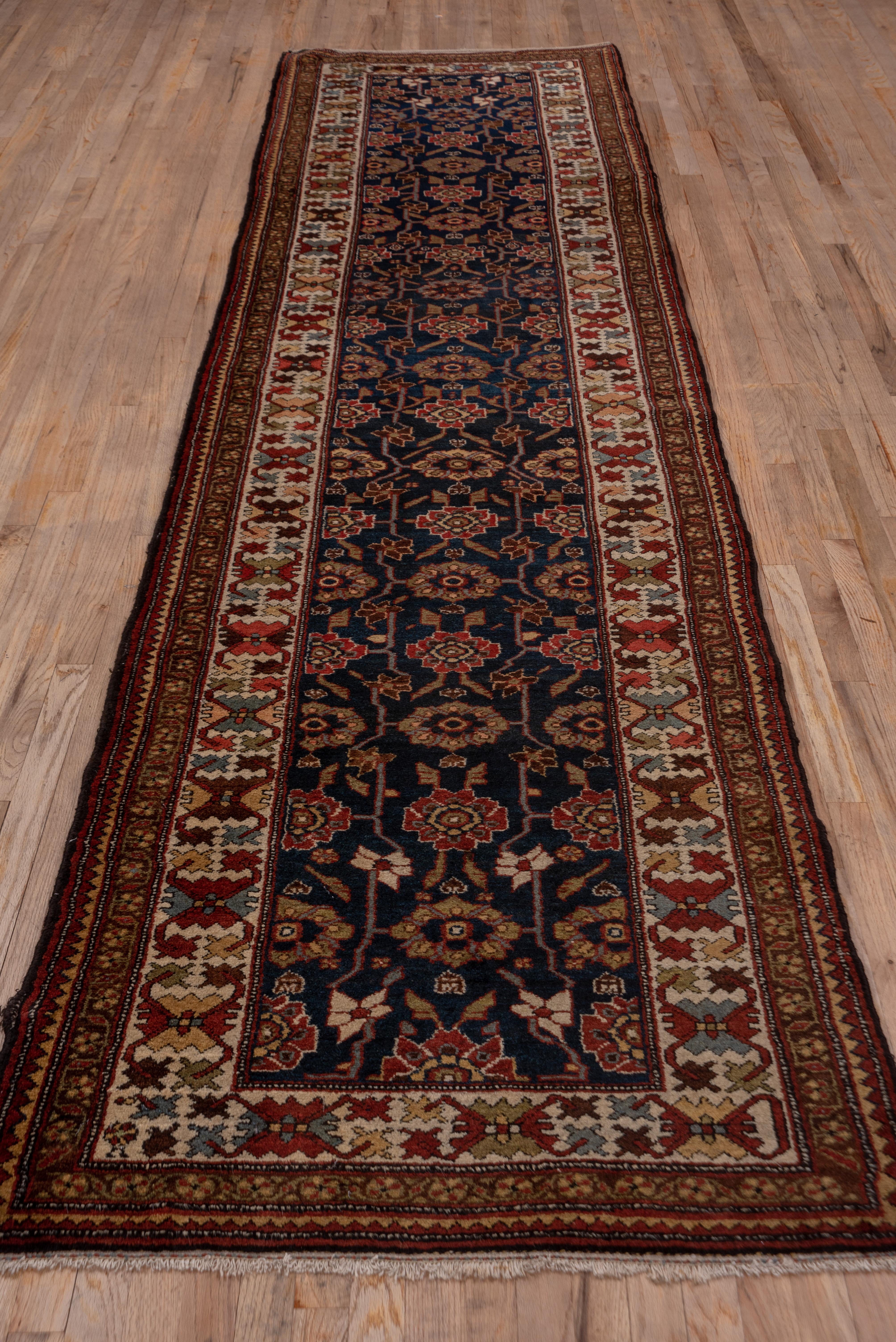 Fine Antique Persian Malayer Runner, Navy Field, Circa 1920s, Bold Colors In Good Condition For Sale In New York, NY