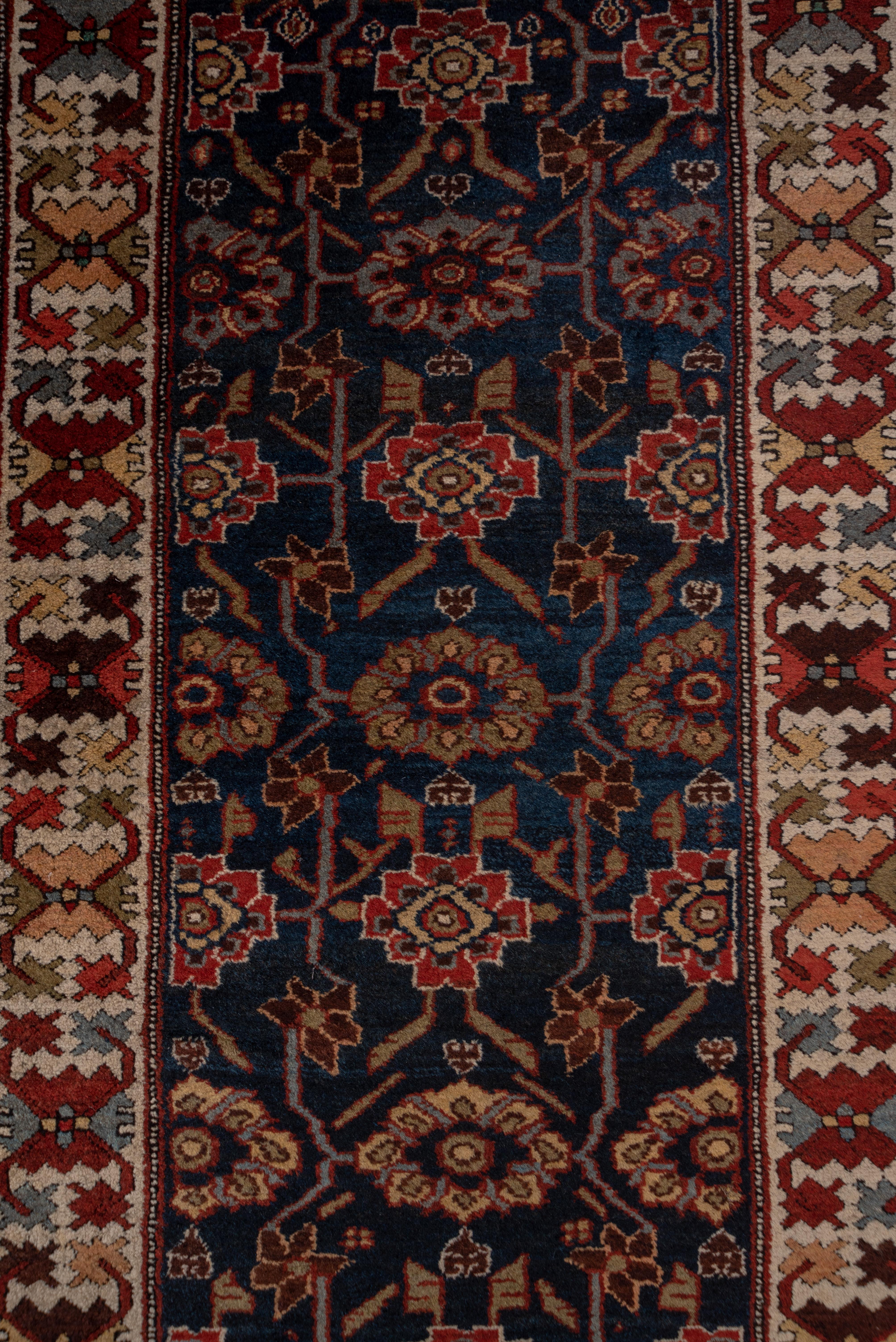 Early 20th Century Fine Antique Persian Malayer Runner, Navy Field, Circa 1920s, Bold Colors For Sale