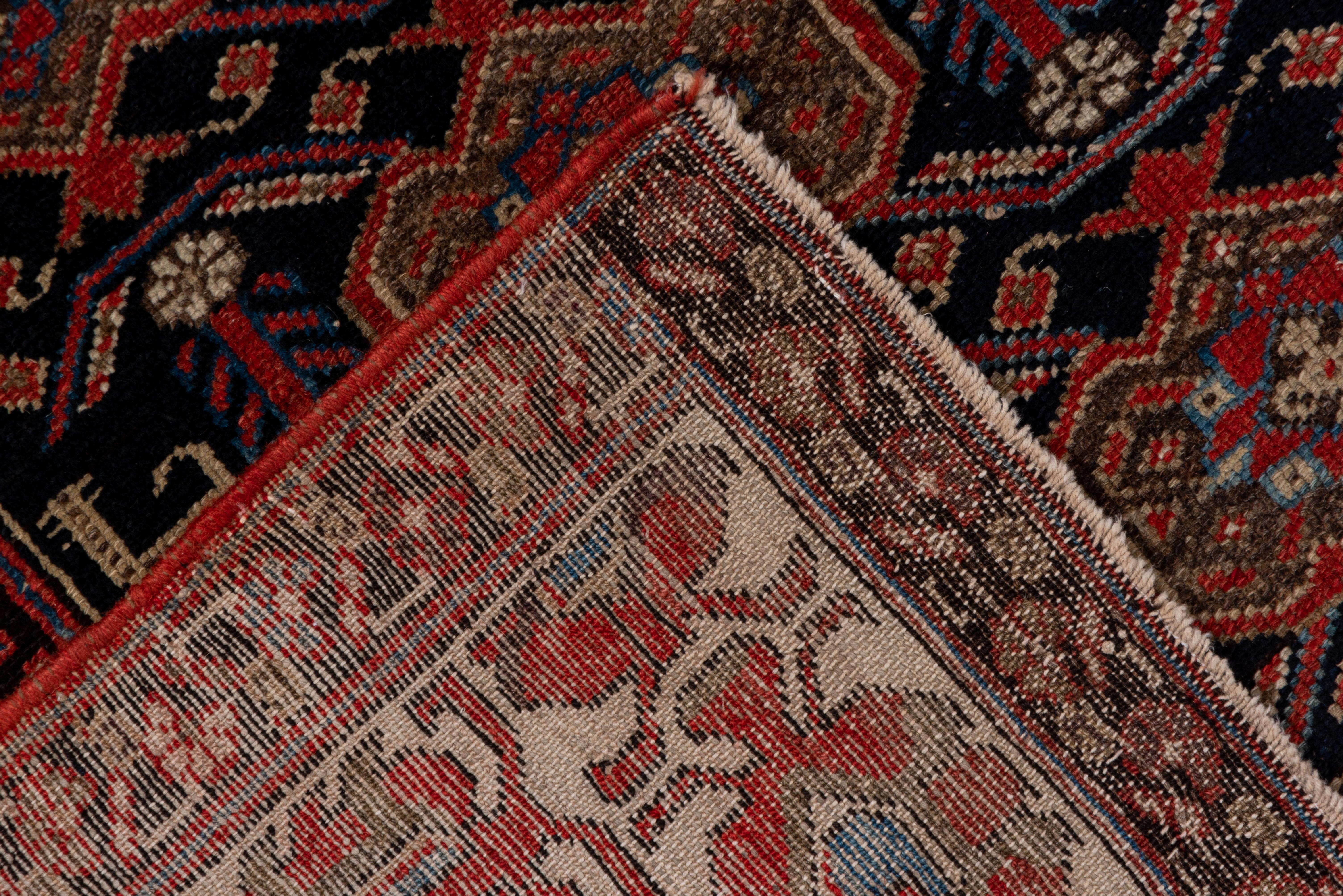 Wool Fine Antique Persian Malayer Scatter Rug All-Over Blue and Red Field circa 1920s For Sale