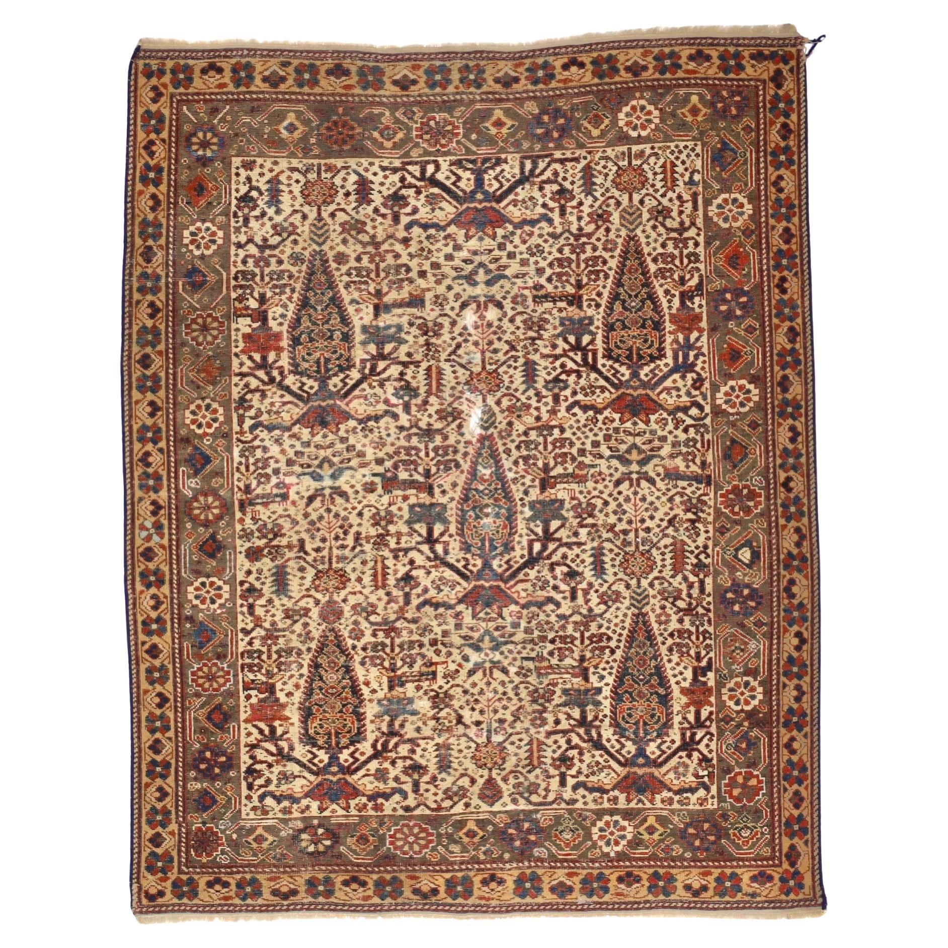 Fine Antique Persian Malayer Wool Rug 4'1" x 5’3"