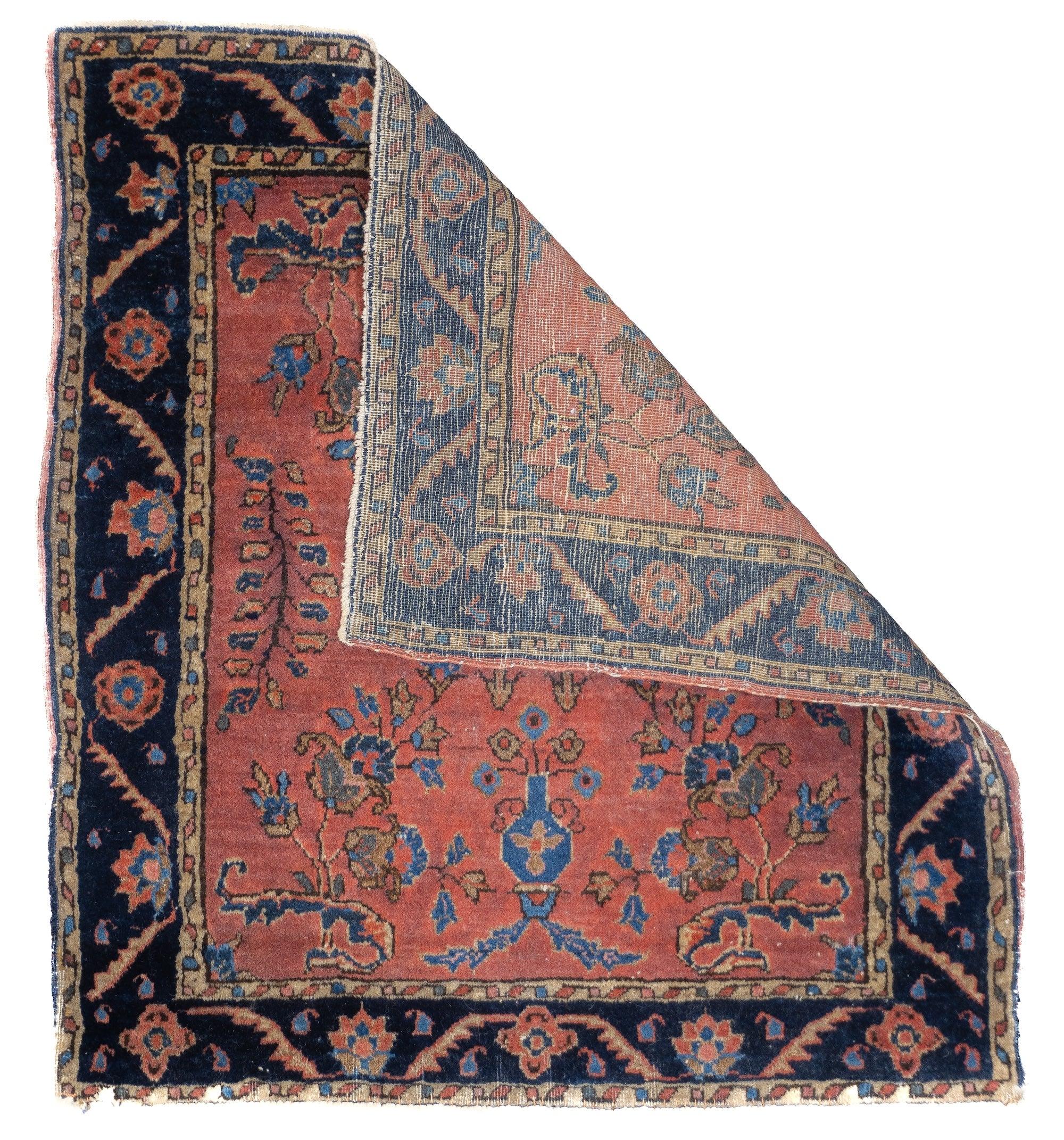 Feiner antiker persischer Mohajeran Sarouk-Teppich 2'1'' x 2'4''. Die gut geknüpften Dorfteppiche aus dem Gebiet von Arak/Sultanabad, insbesondere die 