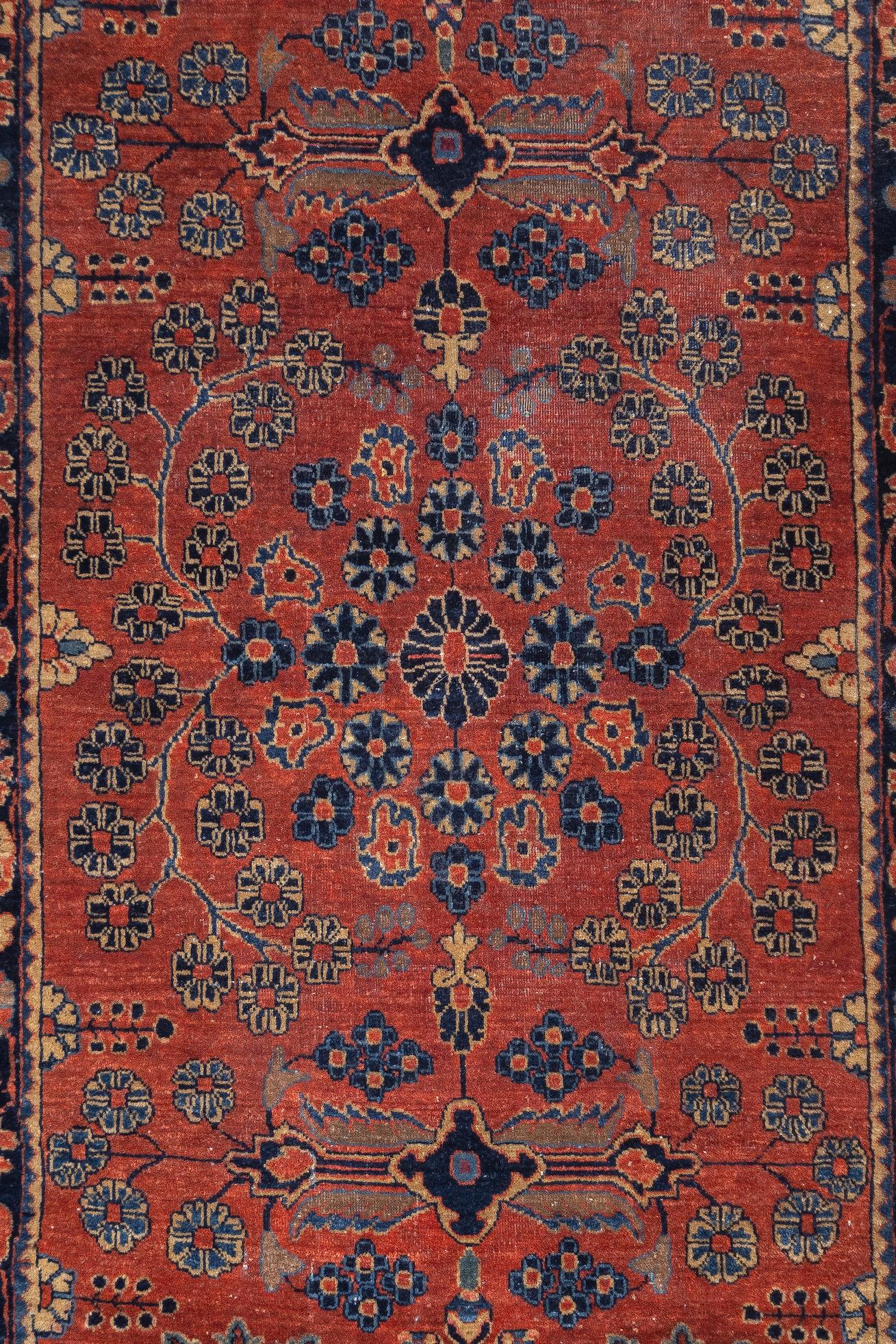 Hand-Knotted Fine Antique Persian Mohajeran Sarouk Rug 2'5'' x 4'9'' For Sale