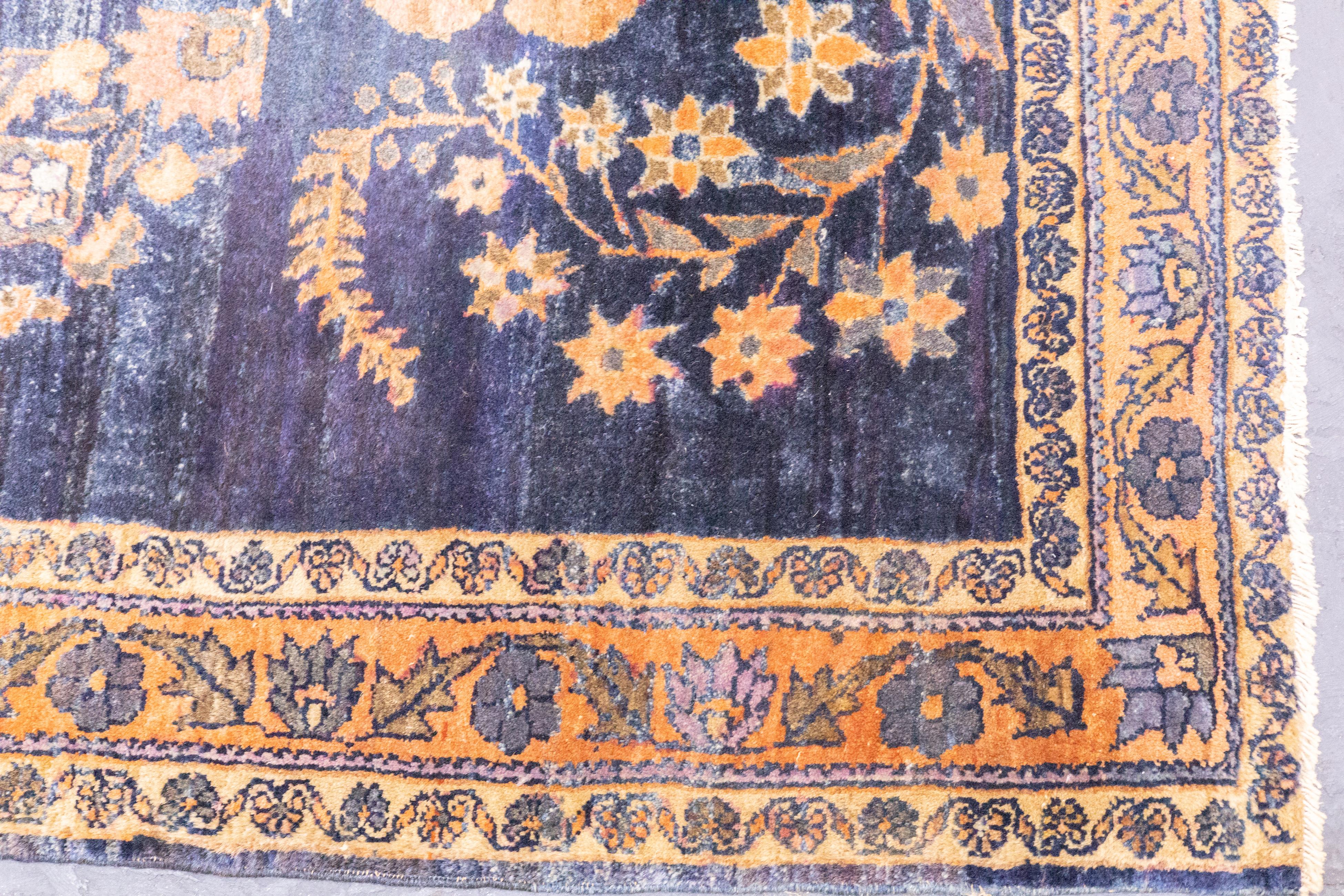 Antiker persischer Mohajeran Sarouk-Teppich aus Sarouk, 3'4'' x 4'11'' im Zustand „Gut“ im Angebot in New York, NY