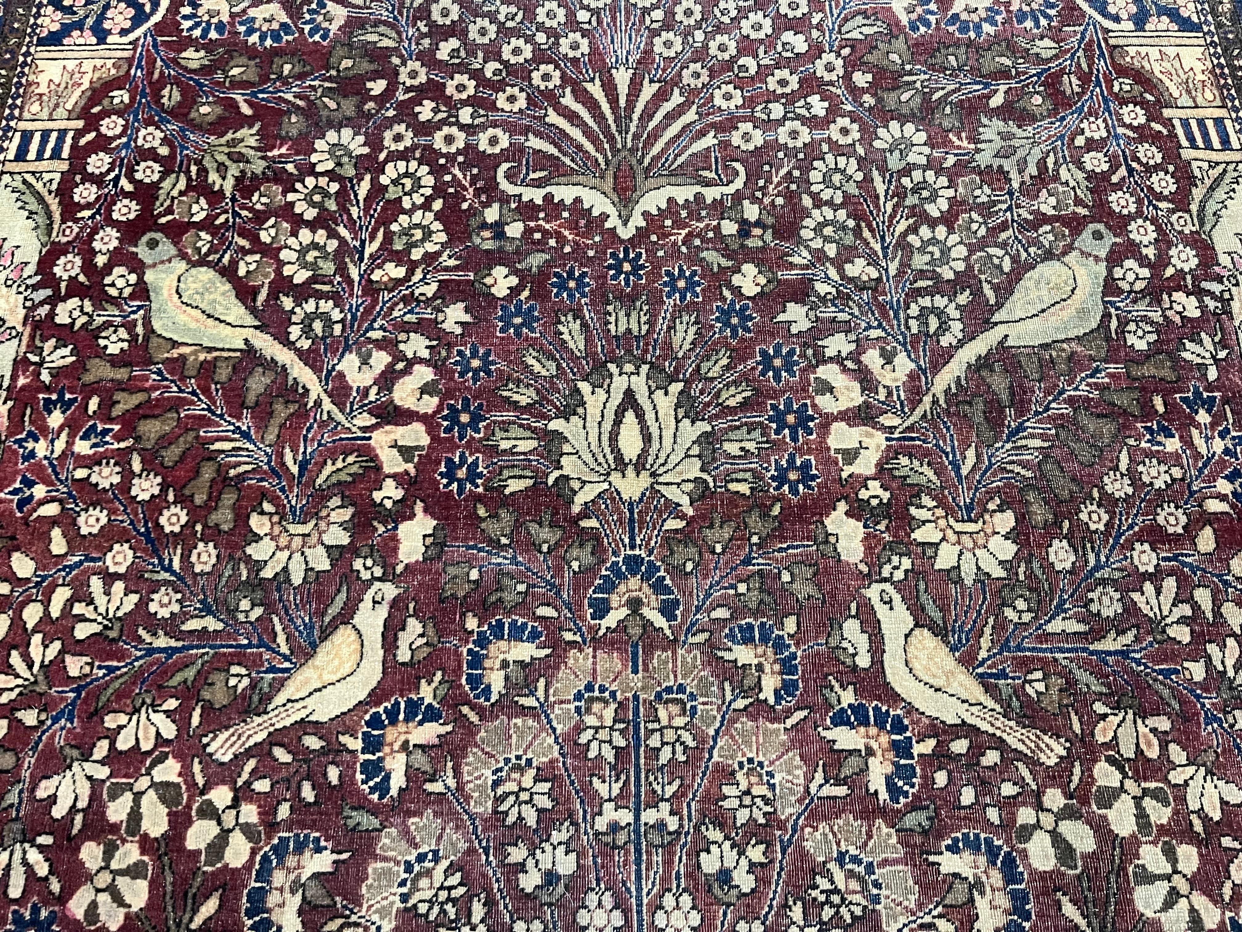 Fina Alfombra Persa Antigua Mohtasham Kashan 4'0