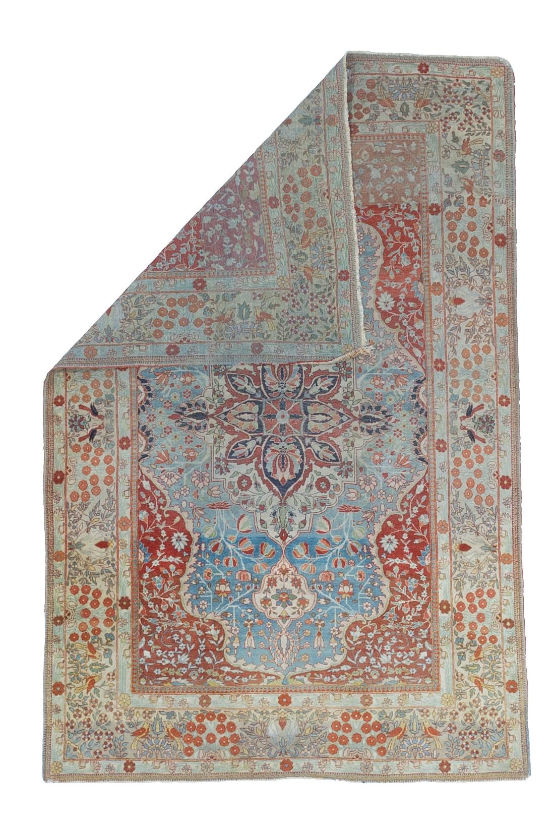 Fine Antique Persian Mohtasham Kashan Rug 4’5” x 6’6”.  The Revival Period rugs woven by two generations of Mohtashams, from 1880 to WWI, with imported Manchester-spun, Australian merino wool. Velvety texture. A few are in silk pile. Fine to very
