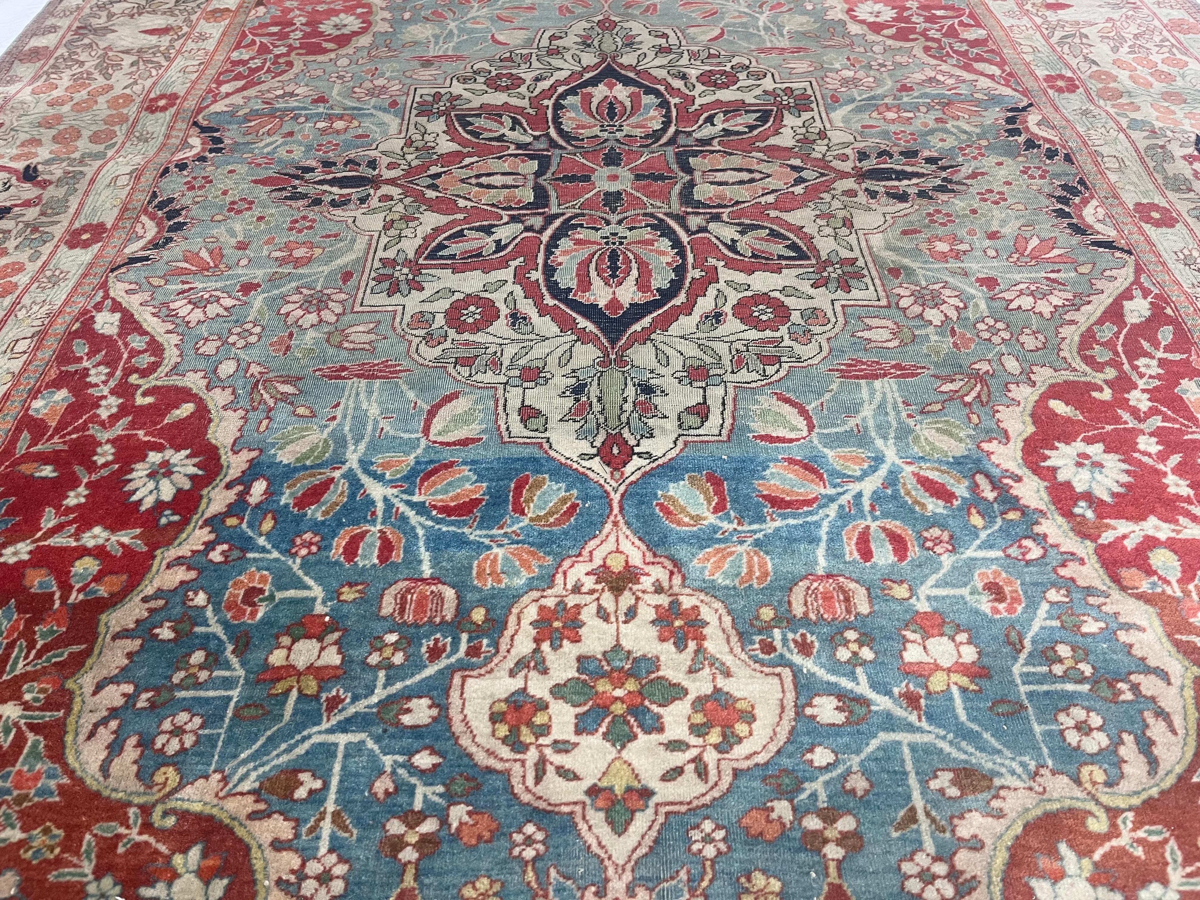 Fine Antique Persian Mohtasham Kashan Rug 4’5” x 6’6” In Good Condition For Sale In New York, NY