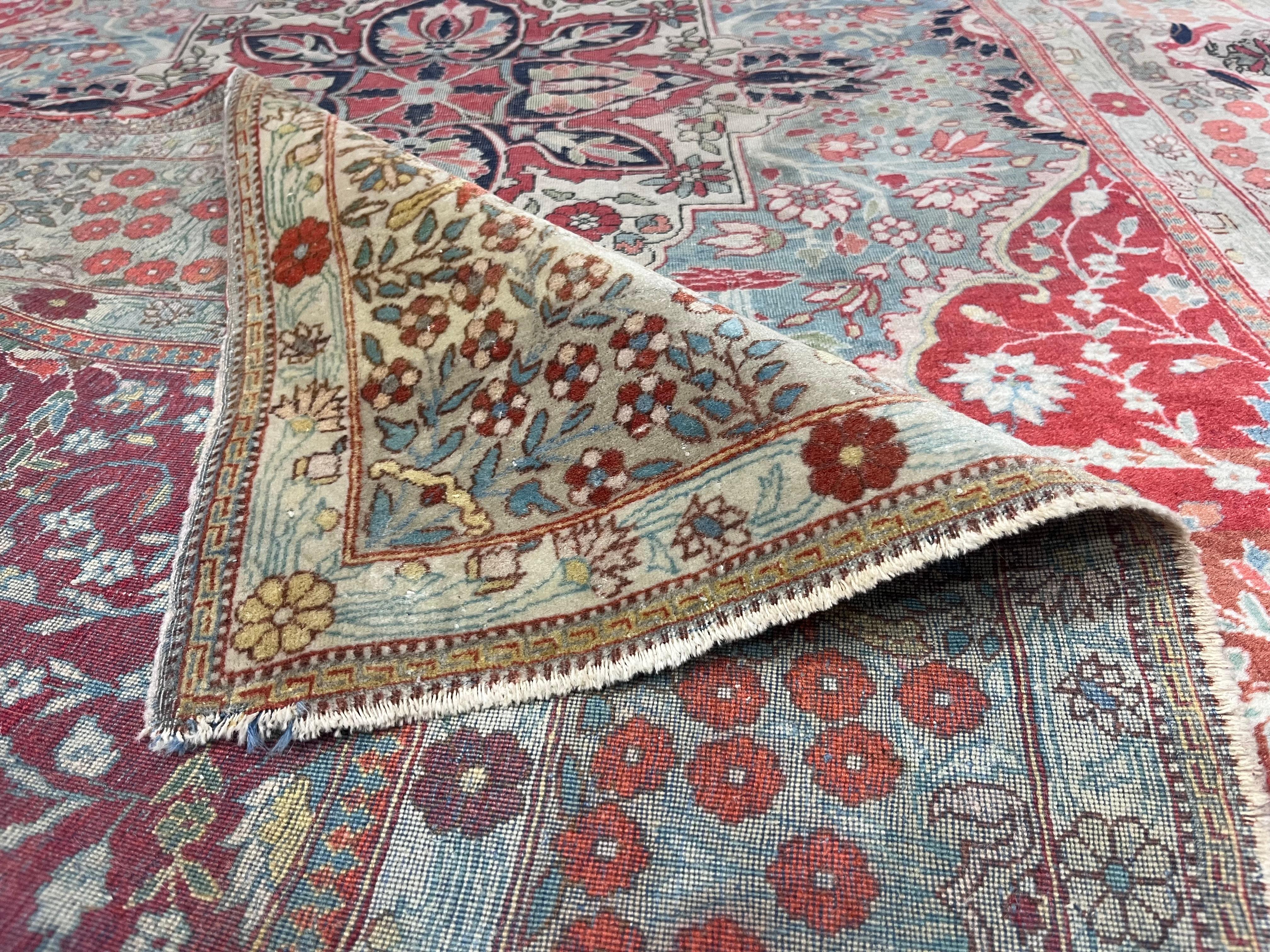 19th Century Fine Antique Persian Mohtasham Kashan Rug 4’5” x 6’6” For Sale