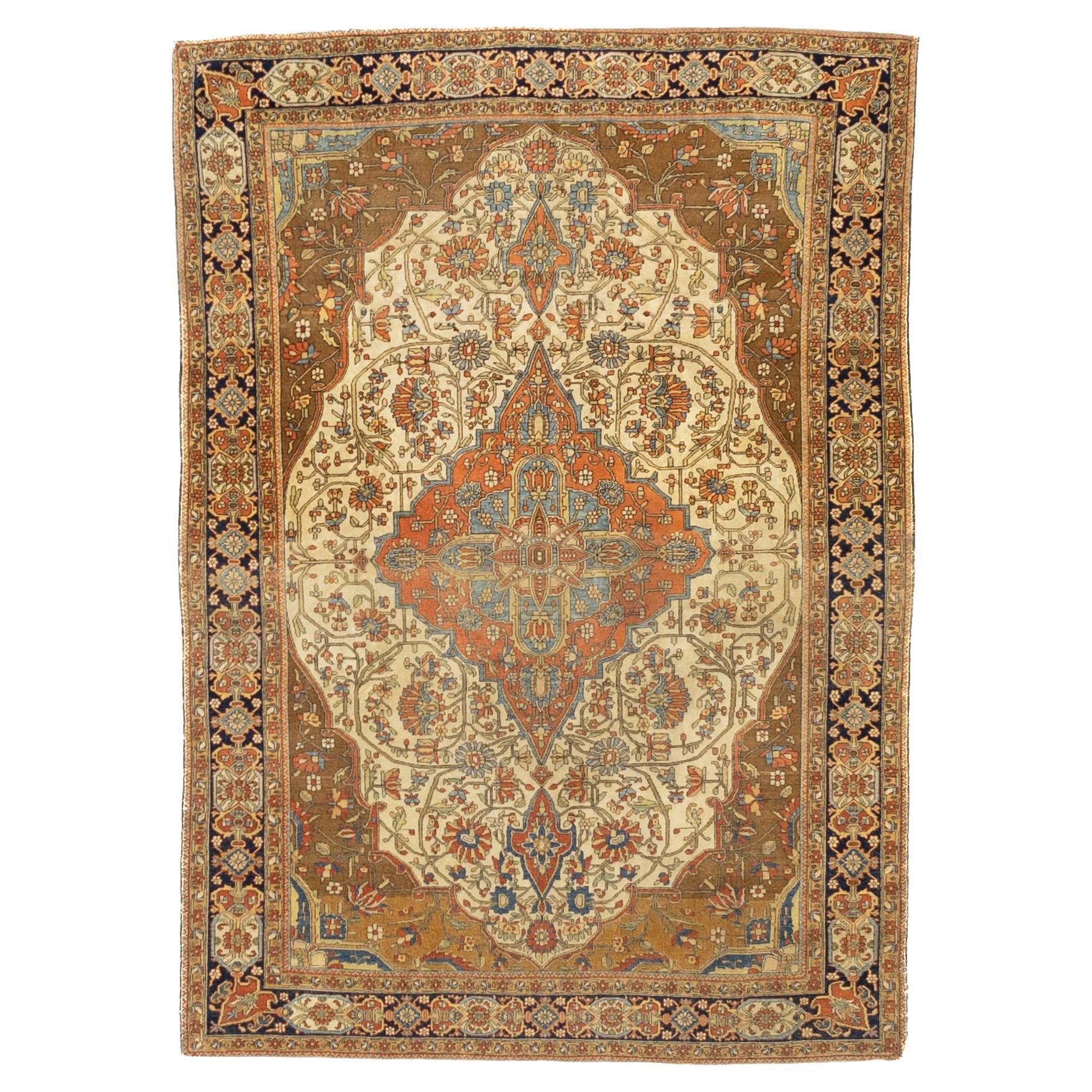 Fine Antique Persian Mohtasham Kashan Rug 4’7" x 6’5" For Sale