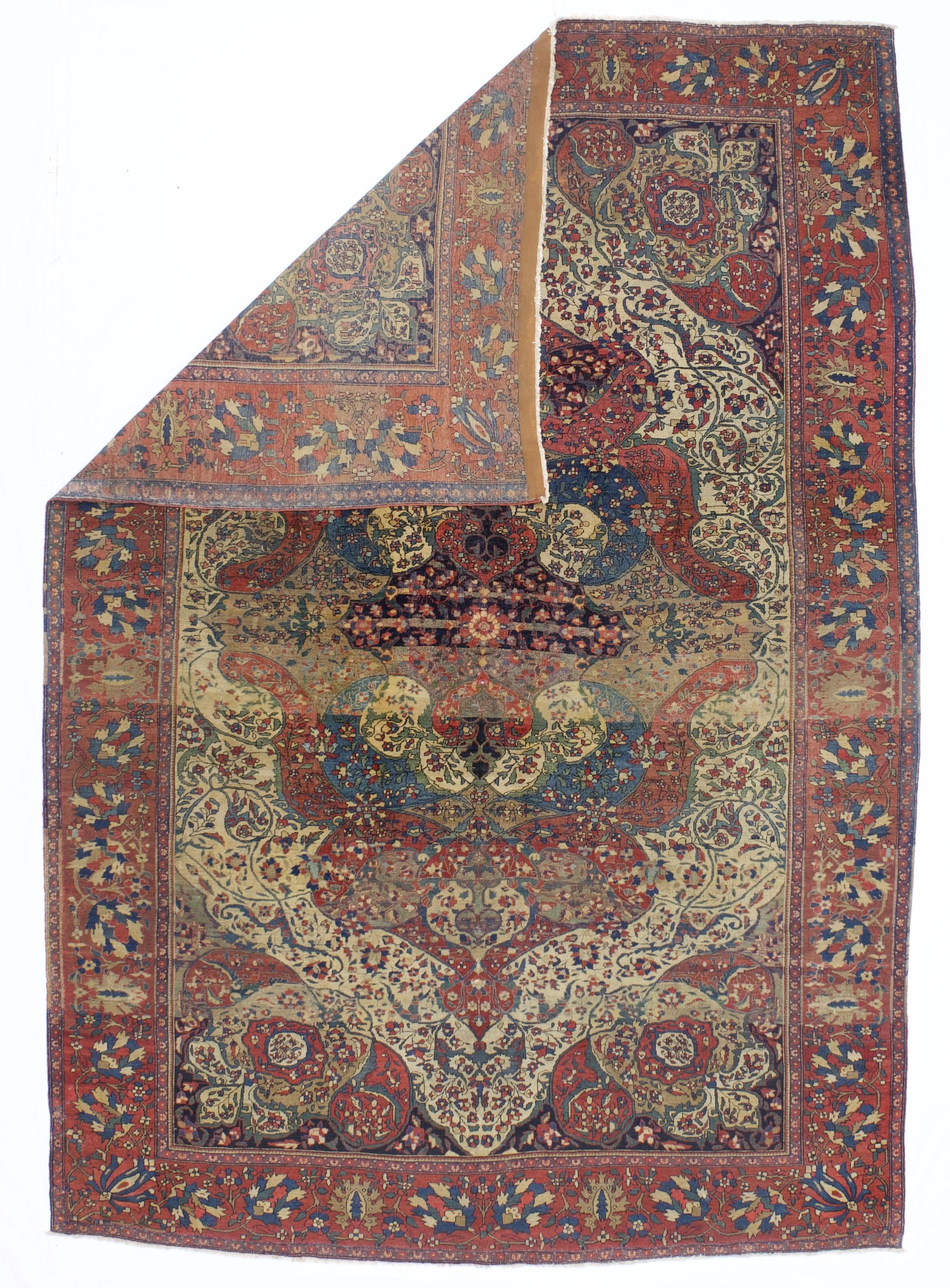 Fine Antique Persian Mohtasham Kashan Rug 6'11