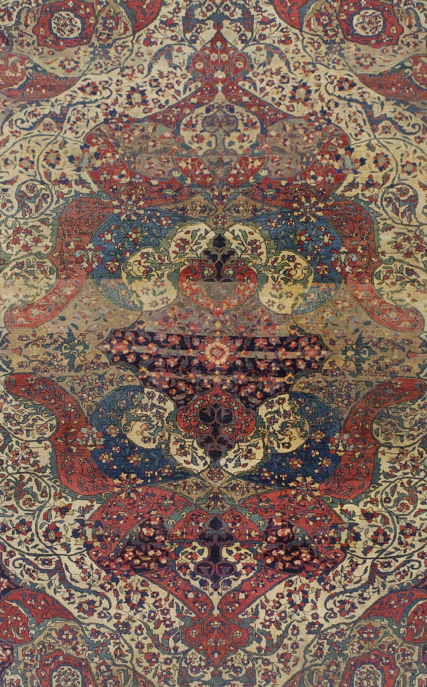 Fine Antique Persian Mohtasham Kashan Rug 6'11