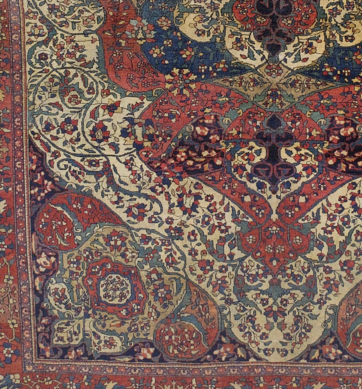 19th Century Fine Antique Persian Mohtasham Kashan Rug 6'11