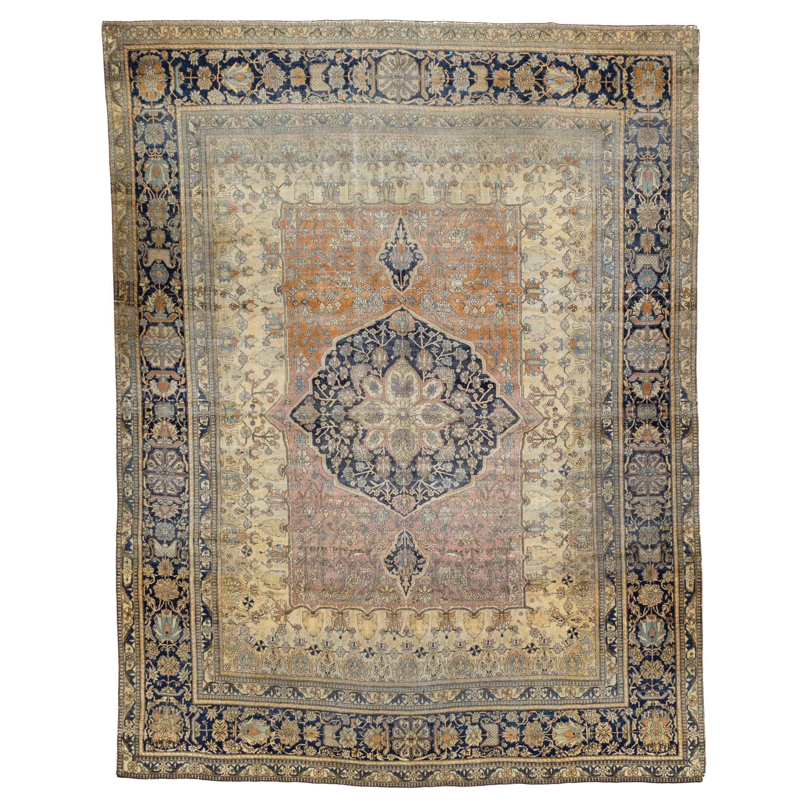 Feiner antiker persischer Mohtasham Kashan Teppich 7'6 x 9'7