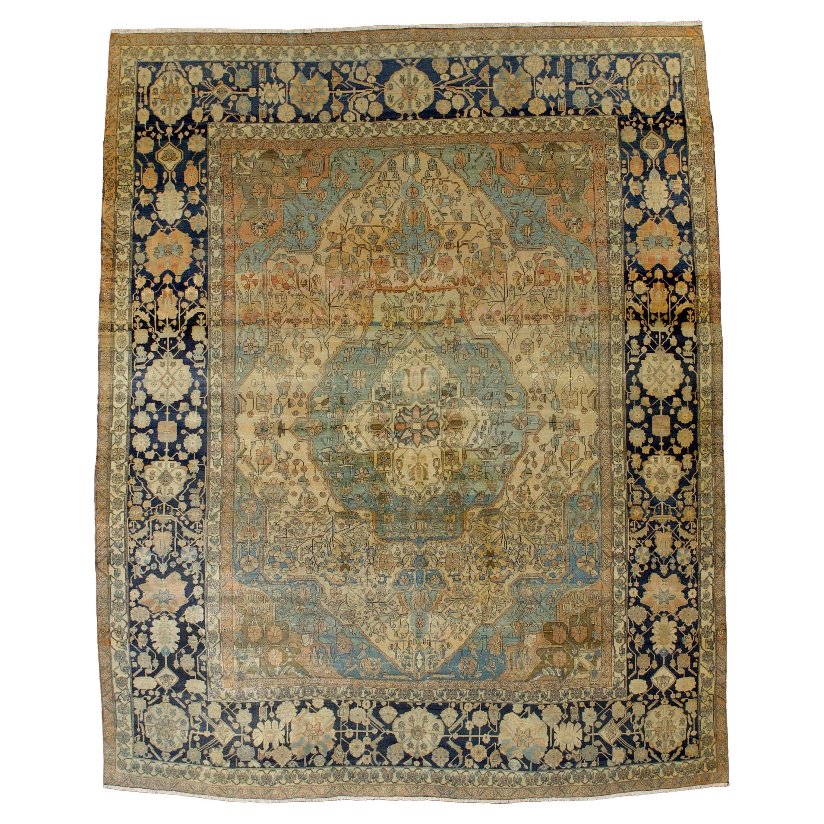 Tappeto antico persiano Mohtasham Kashan 9'6" x 11'9" in vendita
