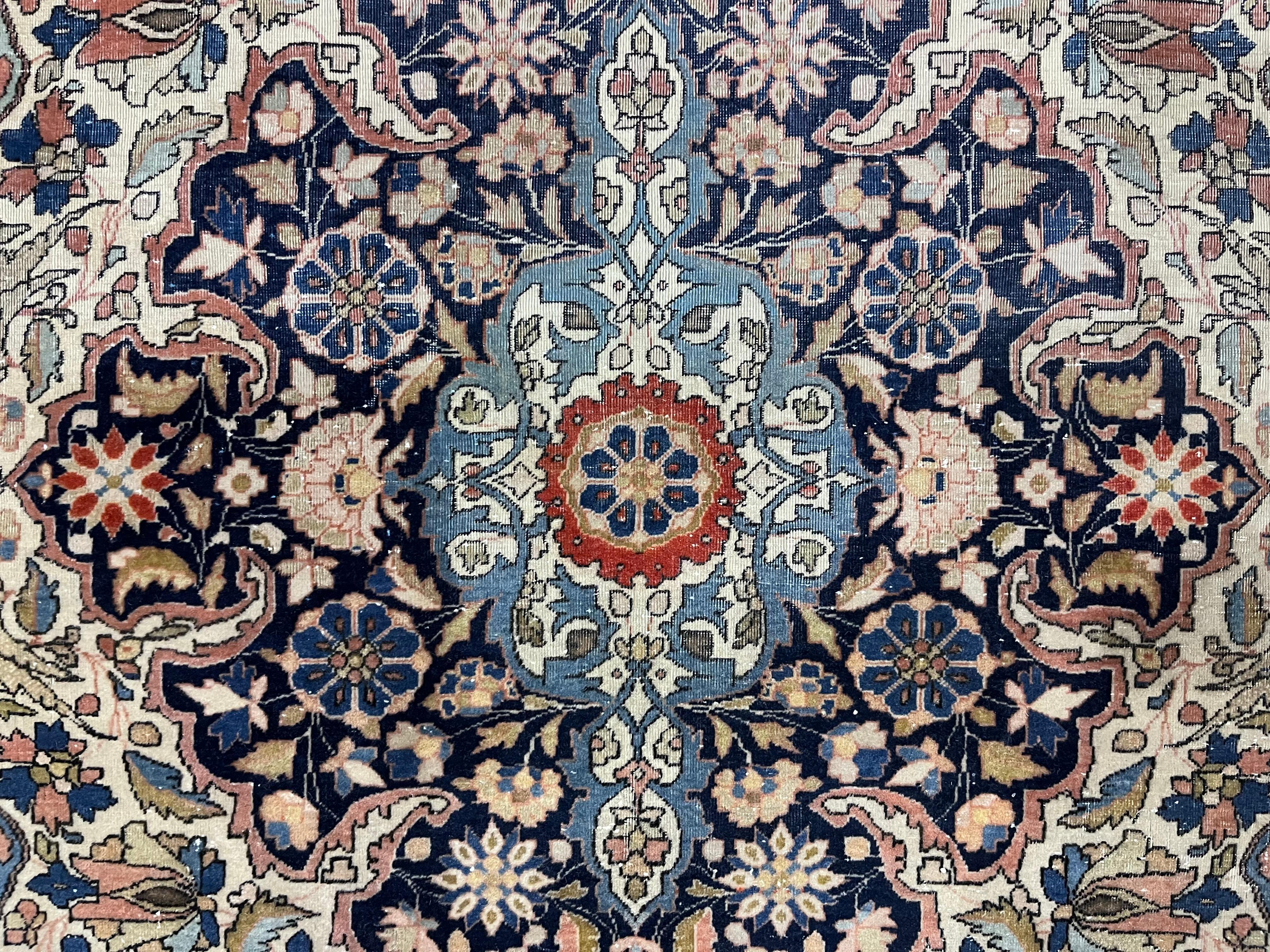 Fine Antique Persian Mohtasham Kashan Wool Rug 4’3