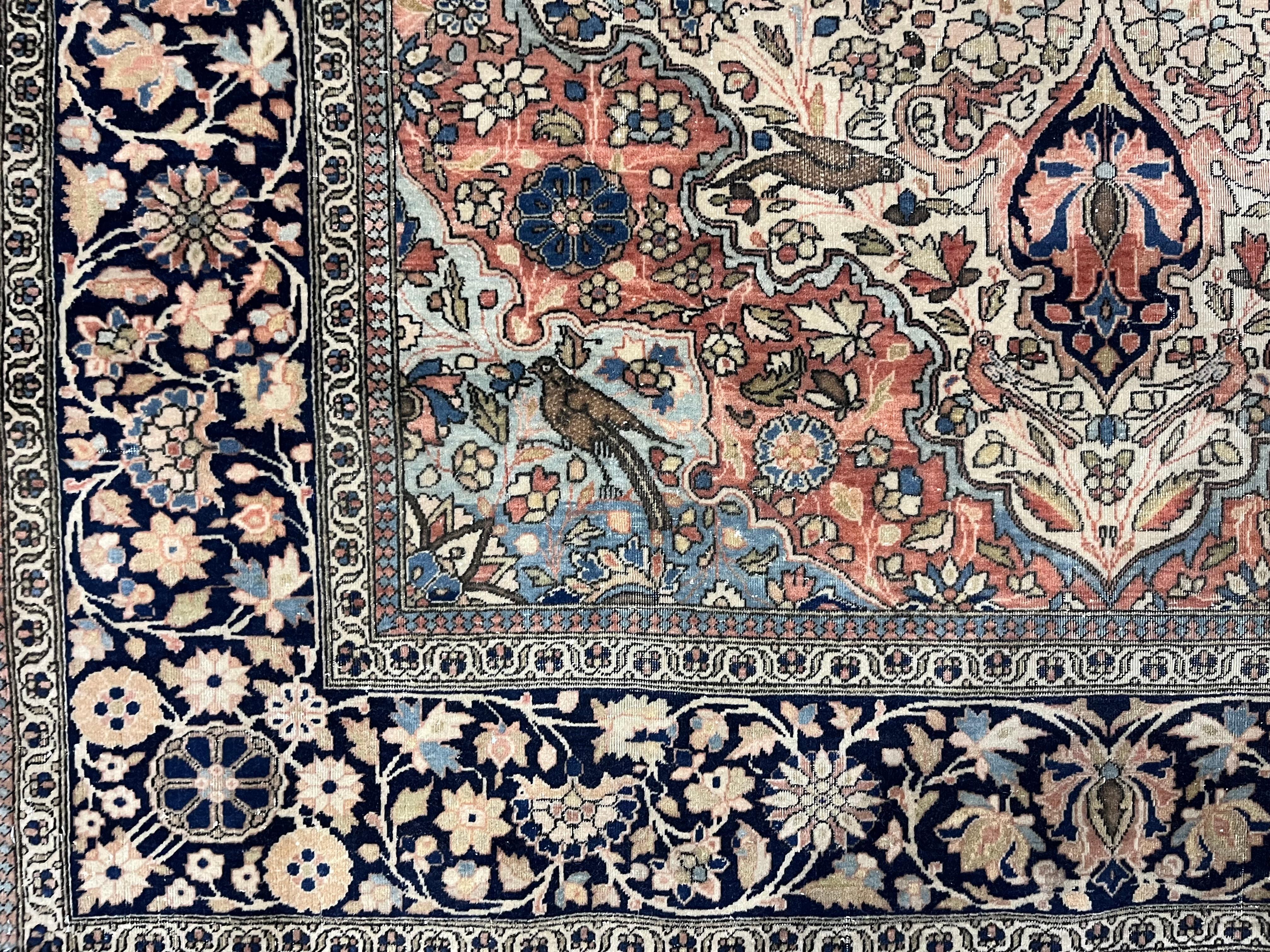 Fine Antique Persian Mohtasham Kashan Wool Rug 4’3