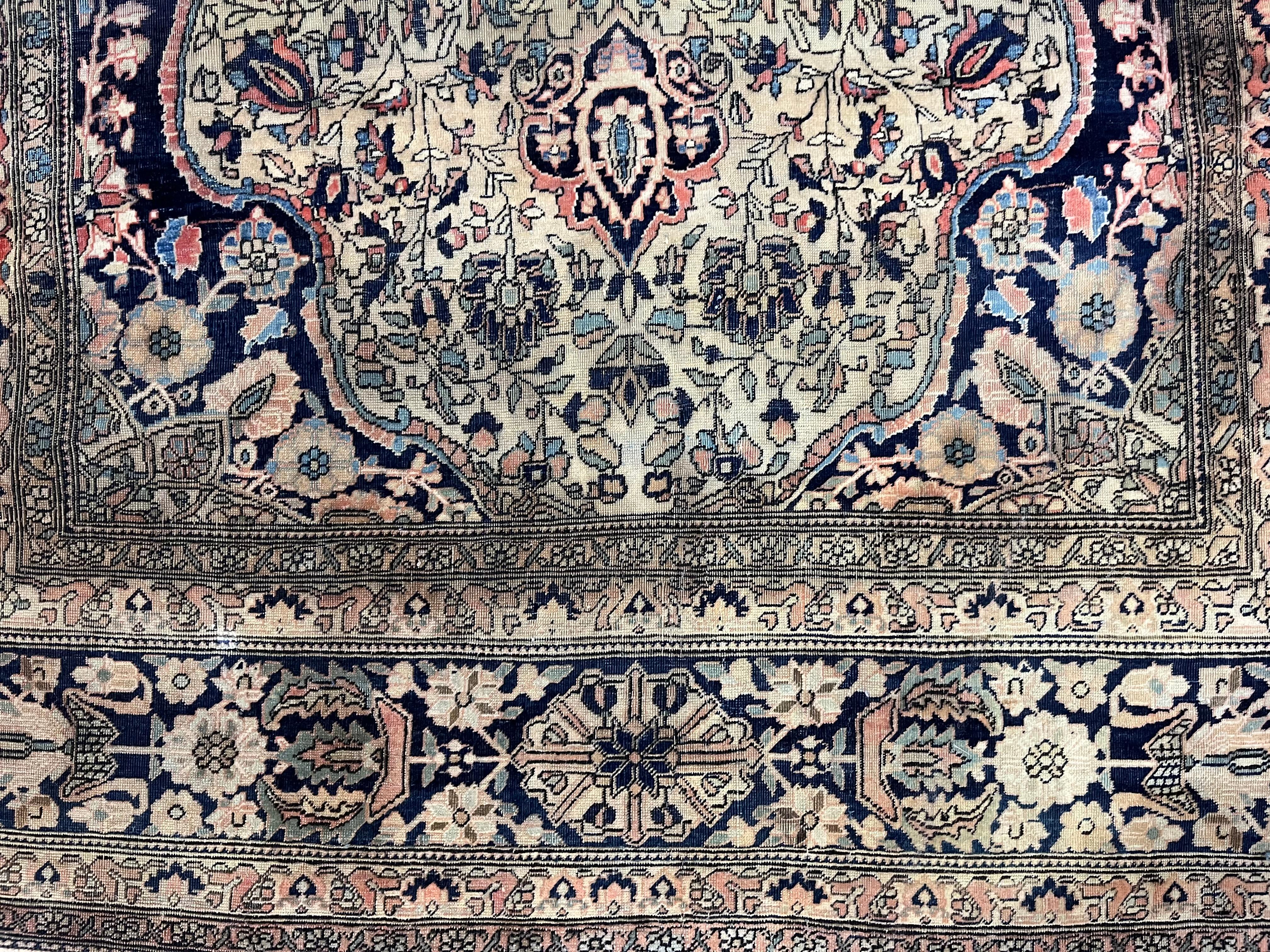Fine Antique Persian Mohtasham Kashan Wool Rug 4'3