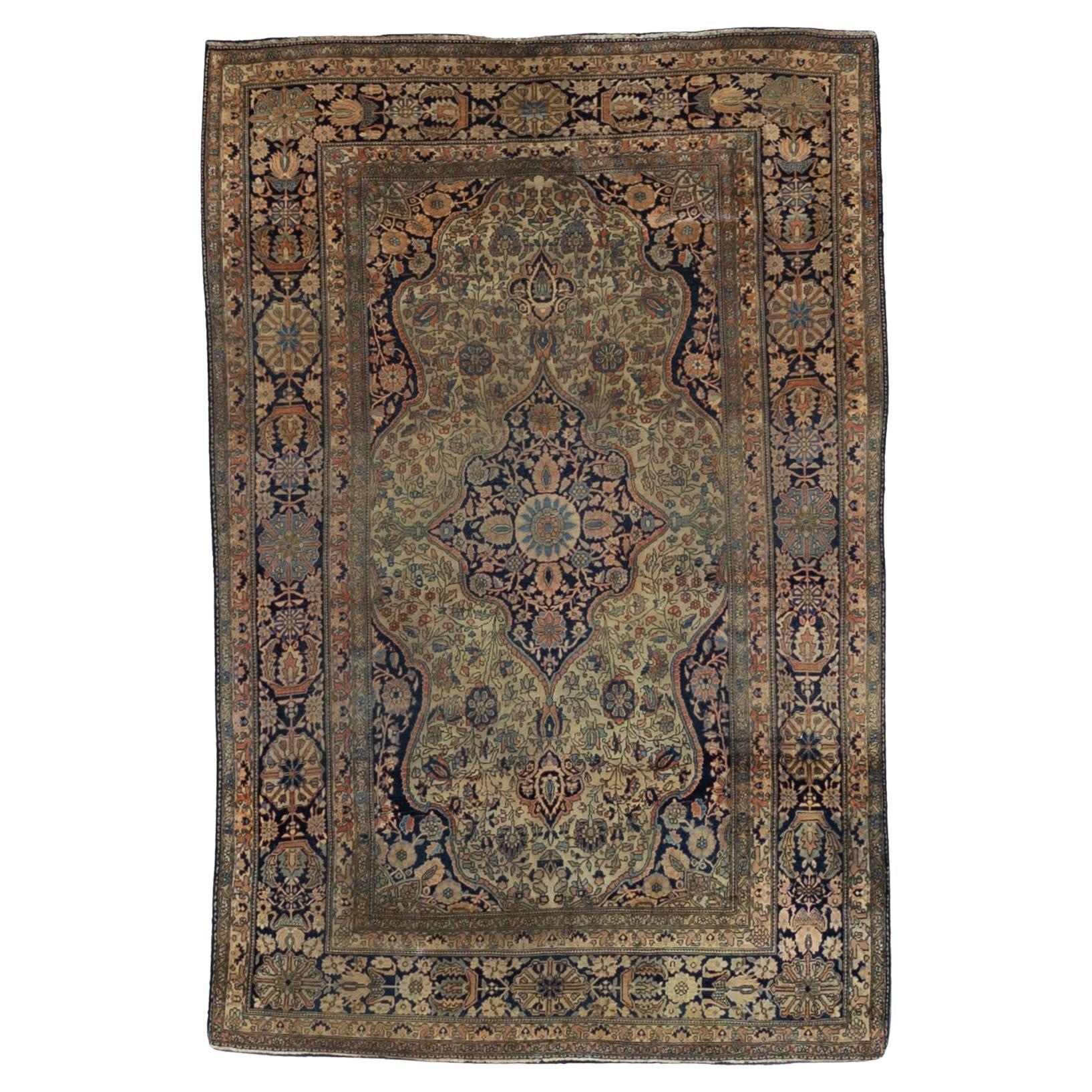 Fine Antique Persian Mohtasham Kashan Wool Rug 4'3" x 6’9"