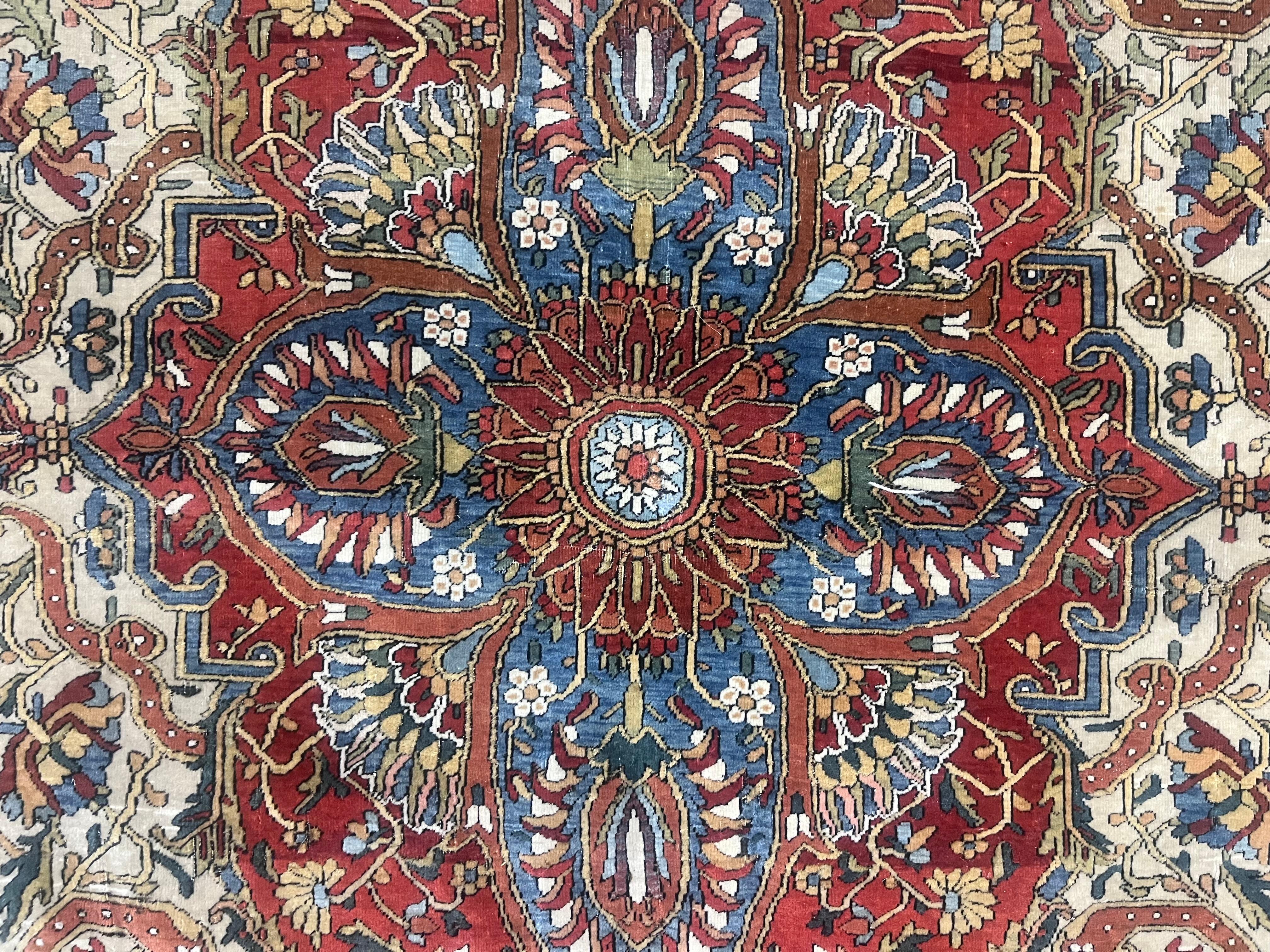 19th Century Fine Antique Persian Mohtasham Kashan Wool Rug 4'5