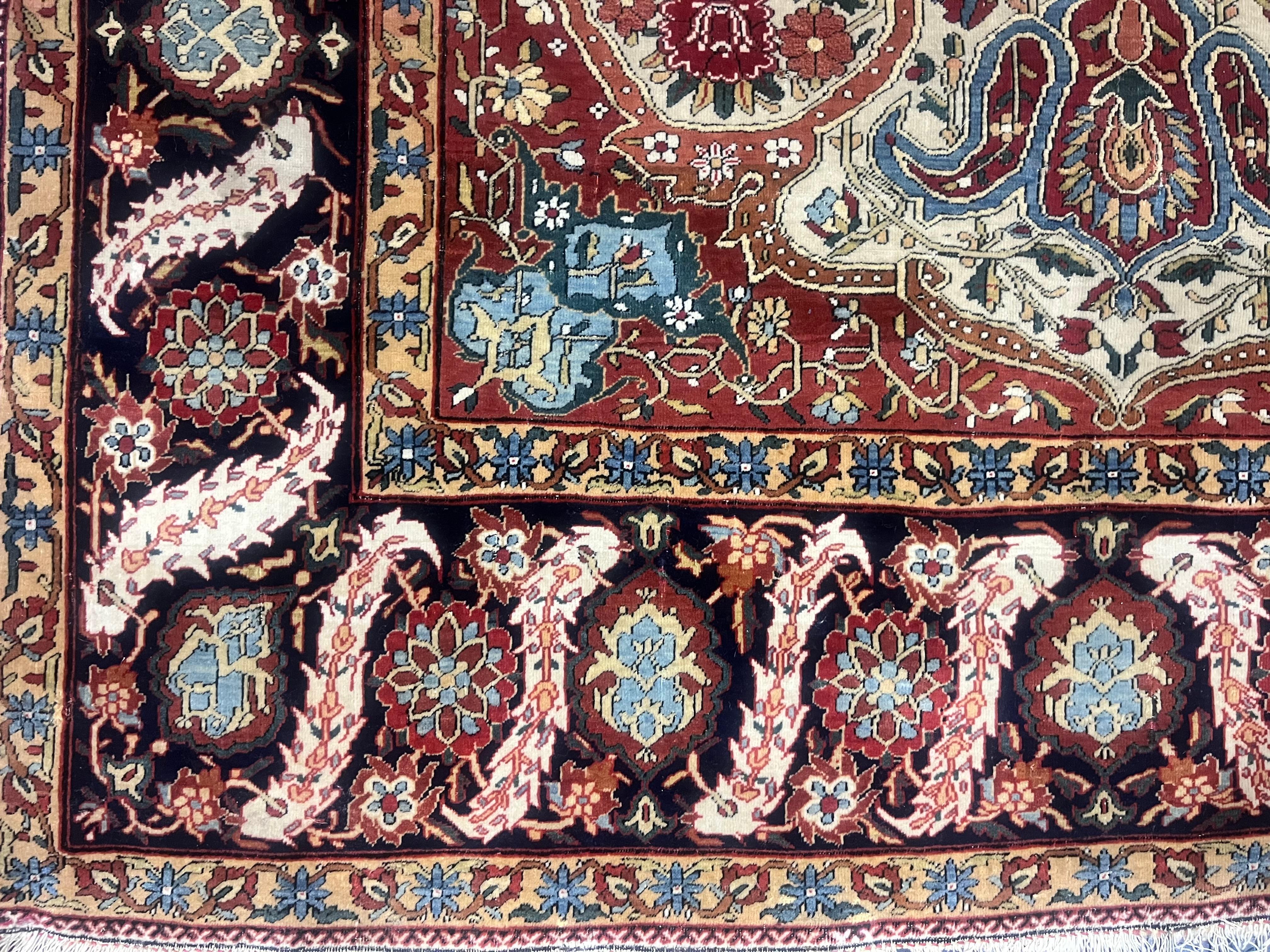 Fine Antique Persian Mohtasham Kashan Wool Rug 4'5