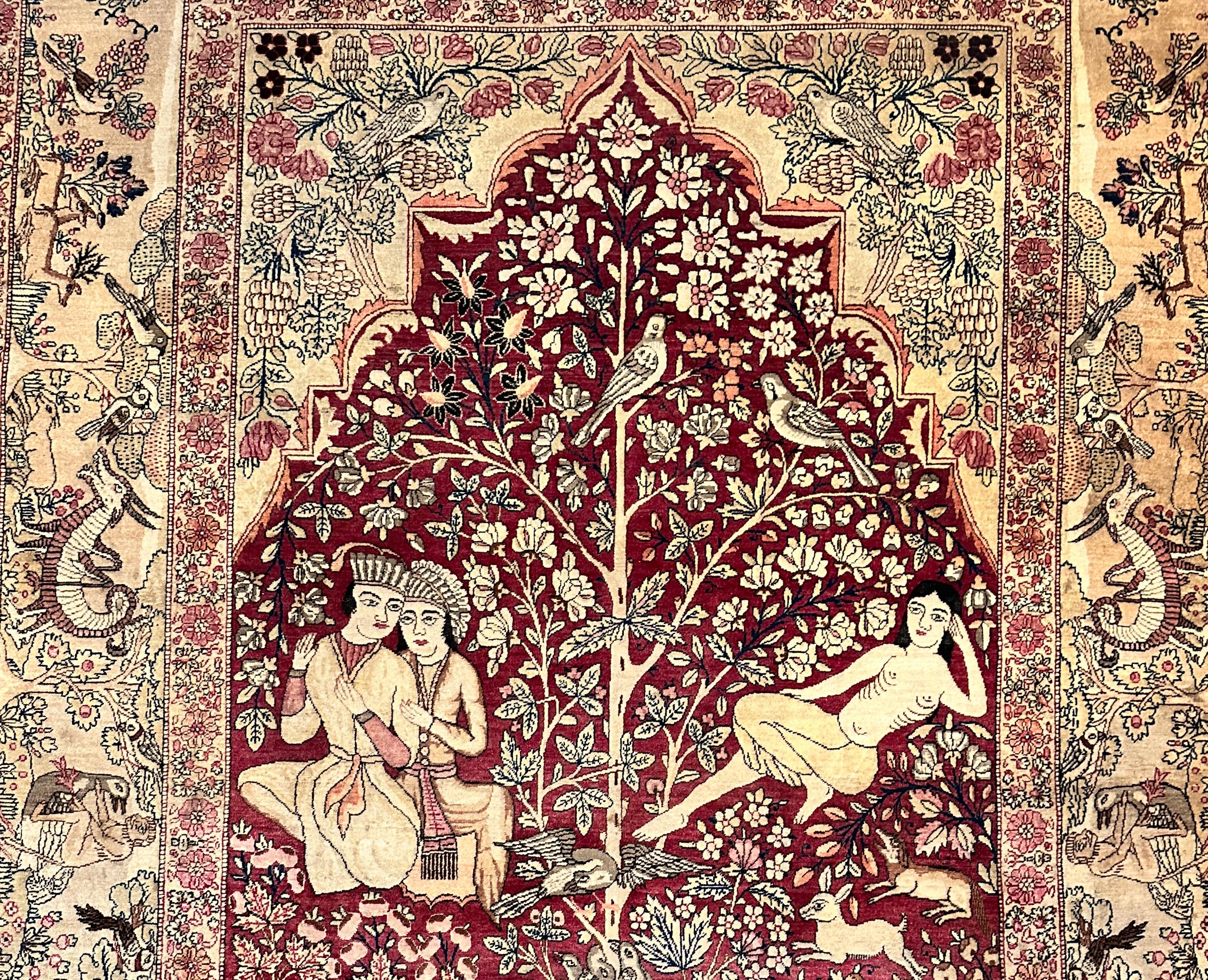 Fine Antique Persian Pictorial Rug In Good Condition For Sale In Norwood, NJ