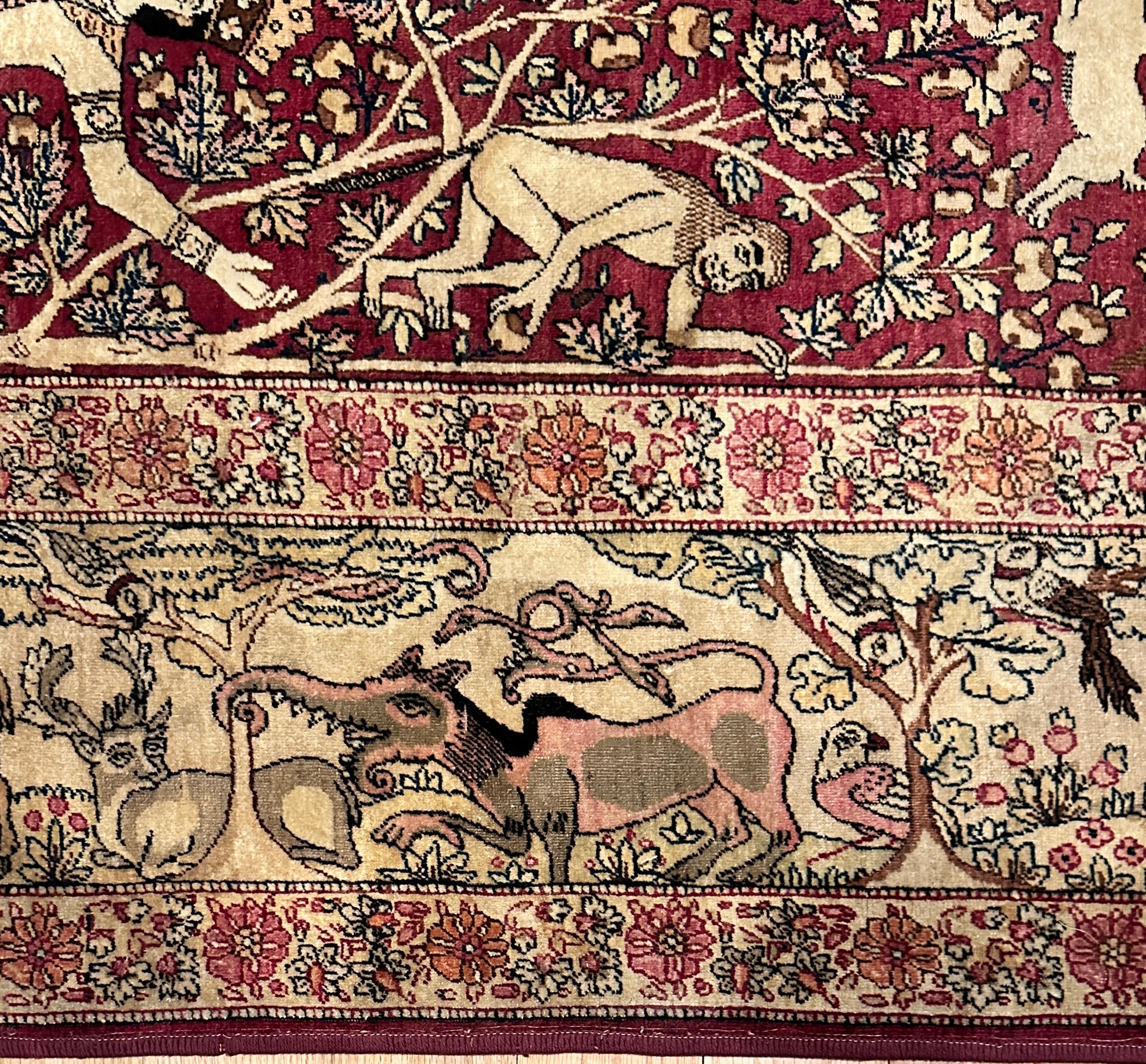 19th Century Fine Antique Persian Pictorial Rug For Sale