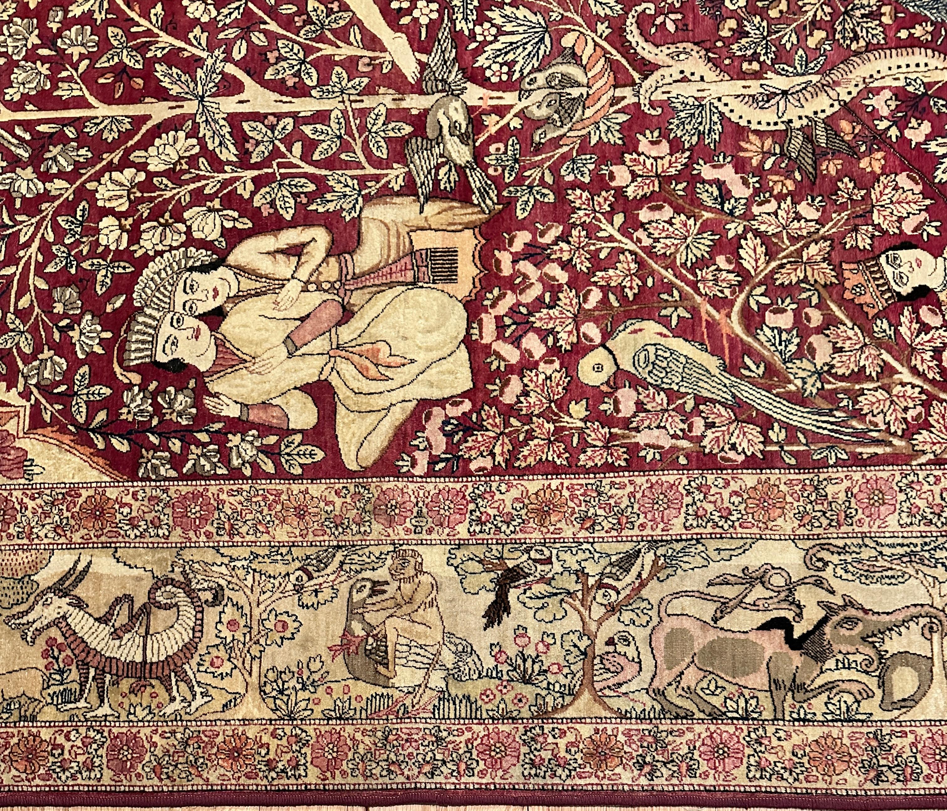 Fine Antique Persian Pictorial Rug For Sale 2