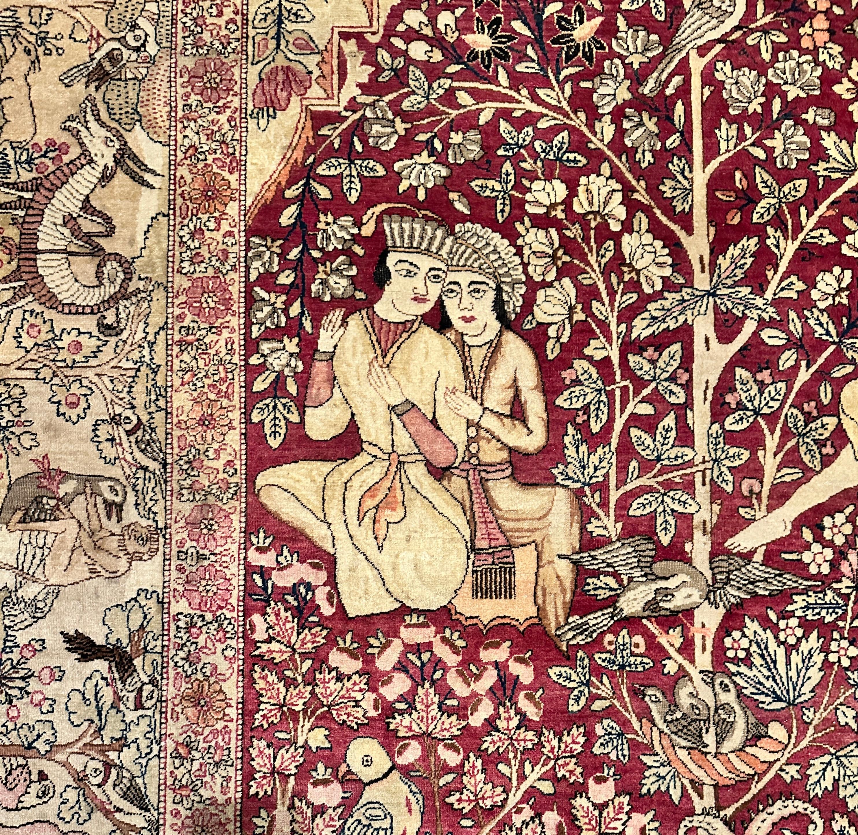 Fine Antique Persian Pictorial Rug For Sale 3