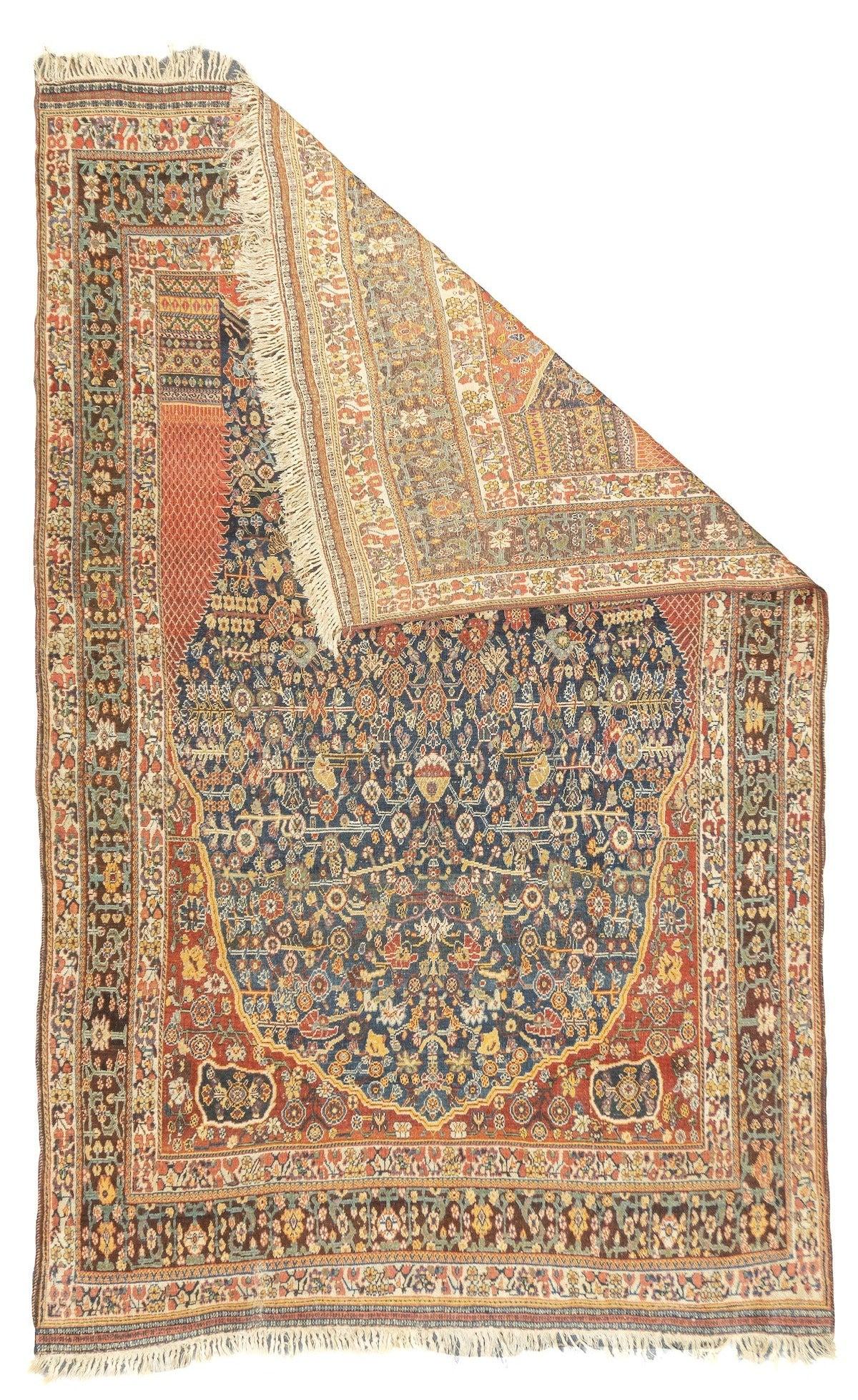 Fine Antique Persian Qashqai Rug 5'7'' x 8'10''. The best SW Persian, Fars Province nomadic rugs, mostly in scatter formats. Geometric Gabbehs, lion rugs, adapted Persian curvilinear styles. Some well-woven prayer rugs. All-wool constructions.