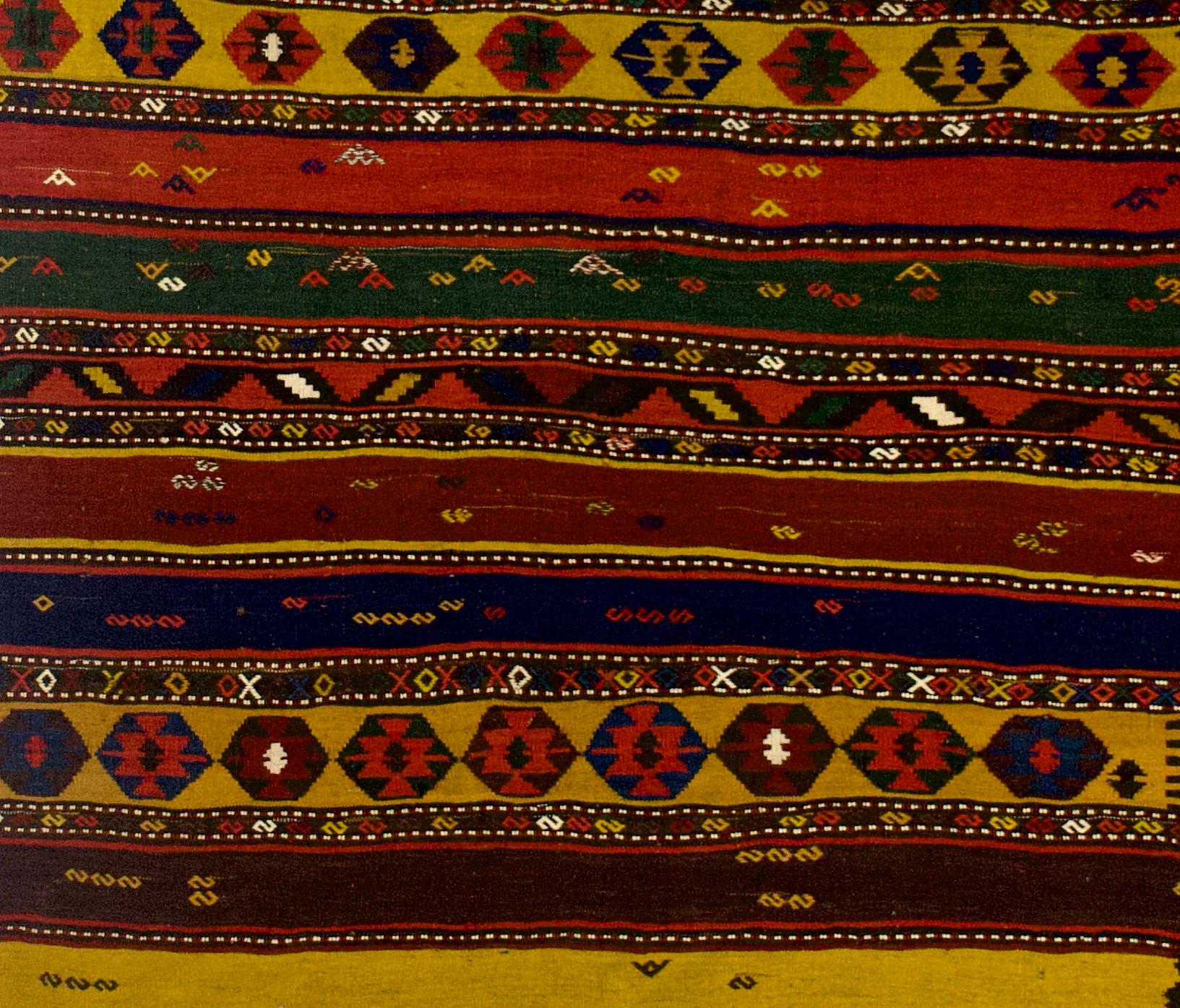 Wool Fine Antique Persian Qashqai Tribal Kilim Rug 5'10