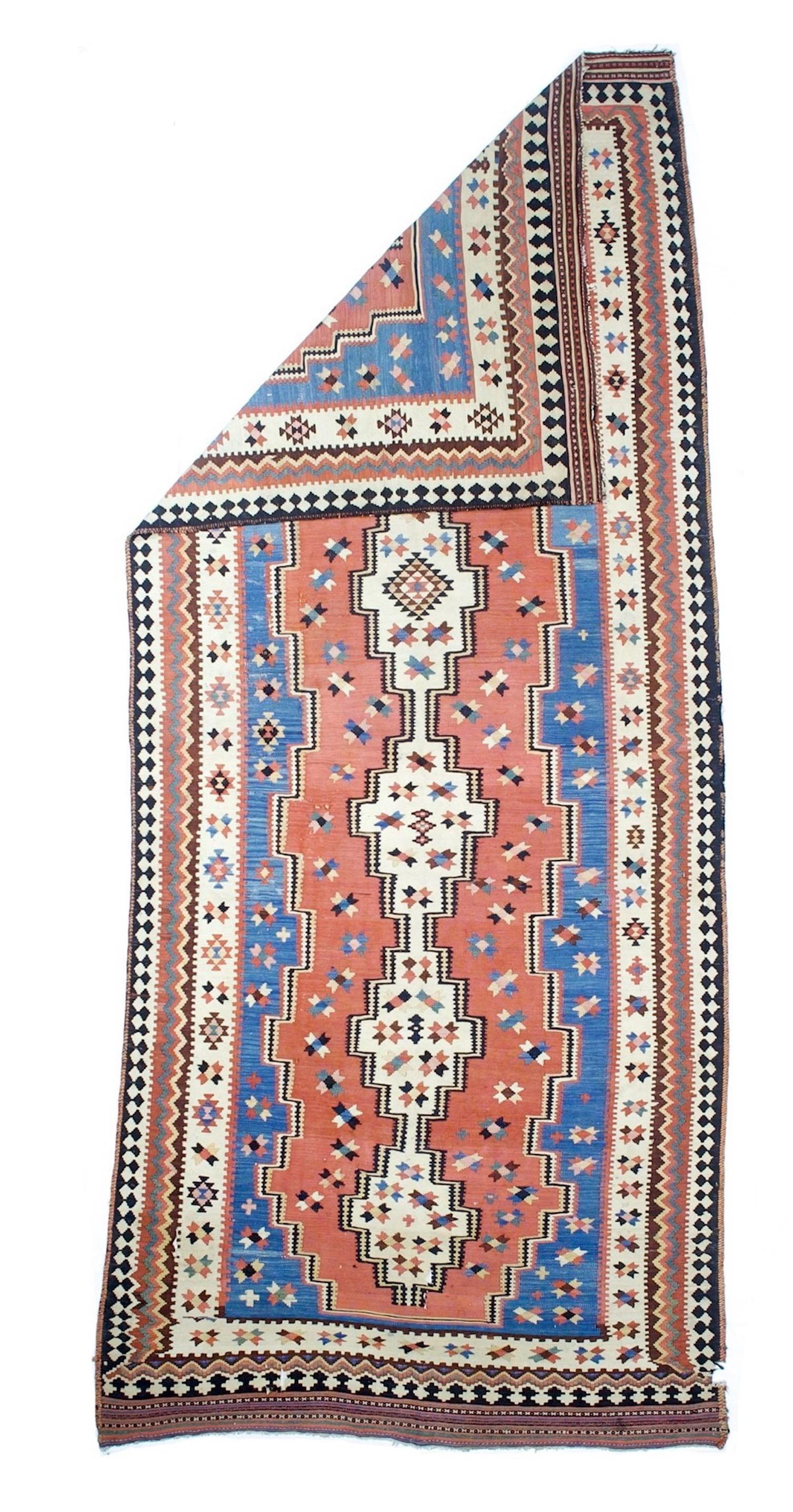 Fine Antique Persian Qashqai Tribal Kilim Rug 5’6” x 13’0