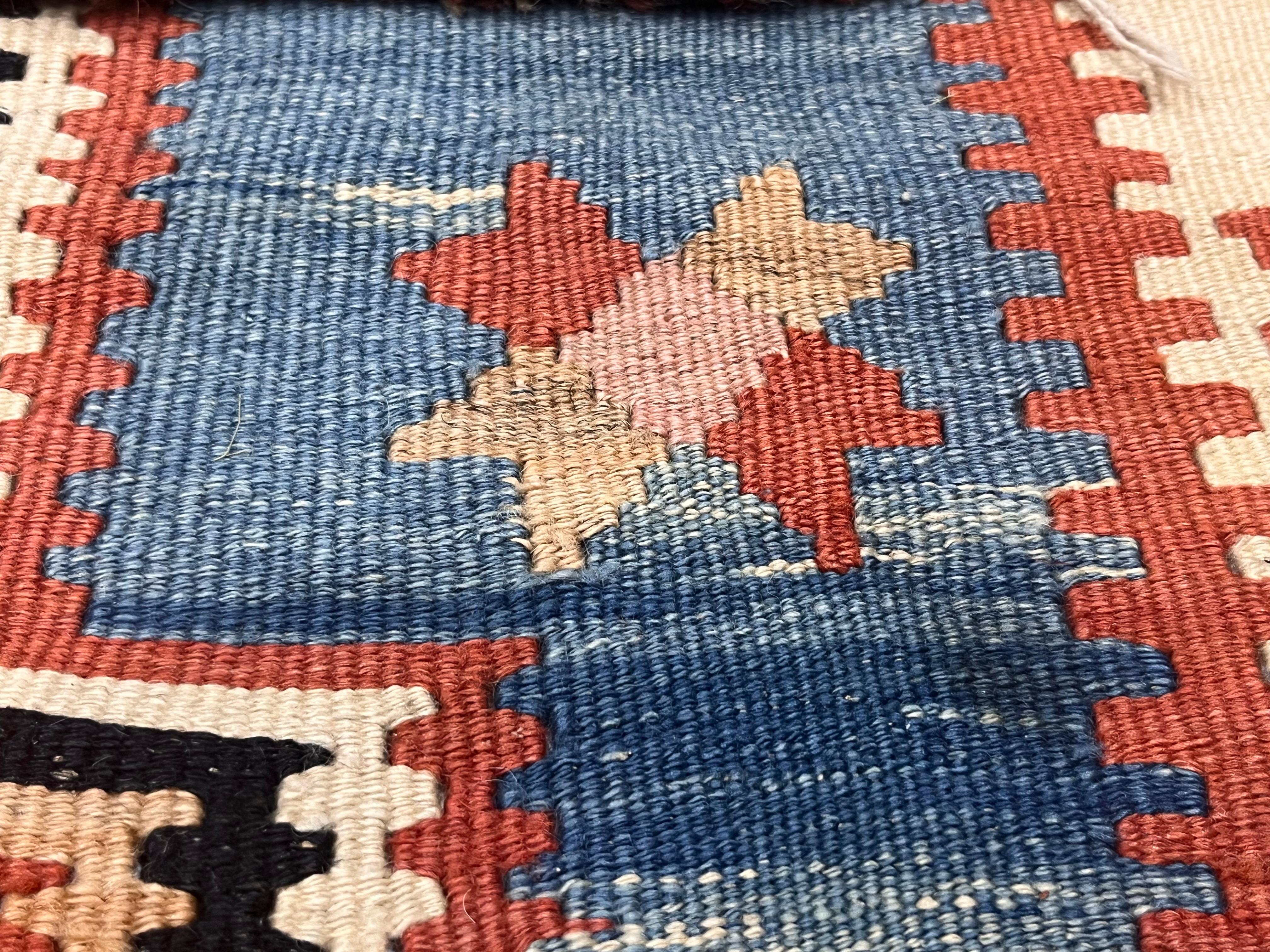 19th Century Fine Antique Persian Qashqai Tribal Kilim Rug 5’6” x 13’0