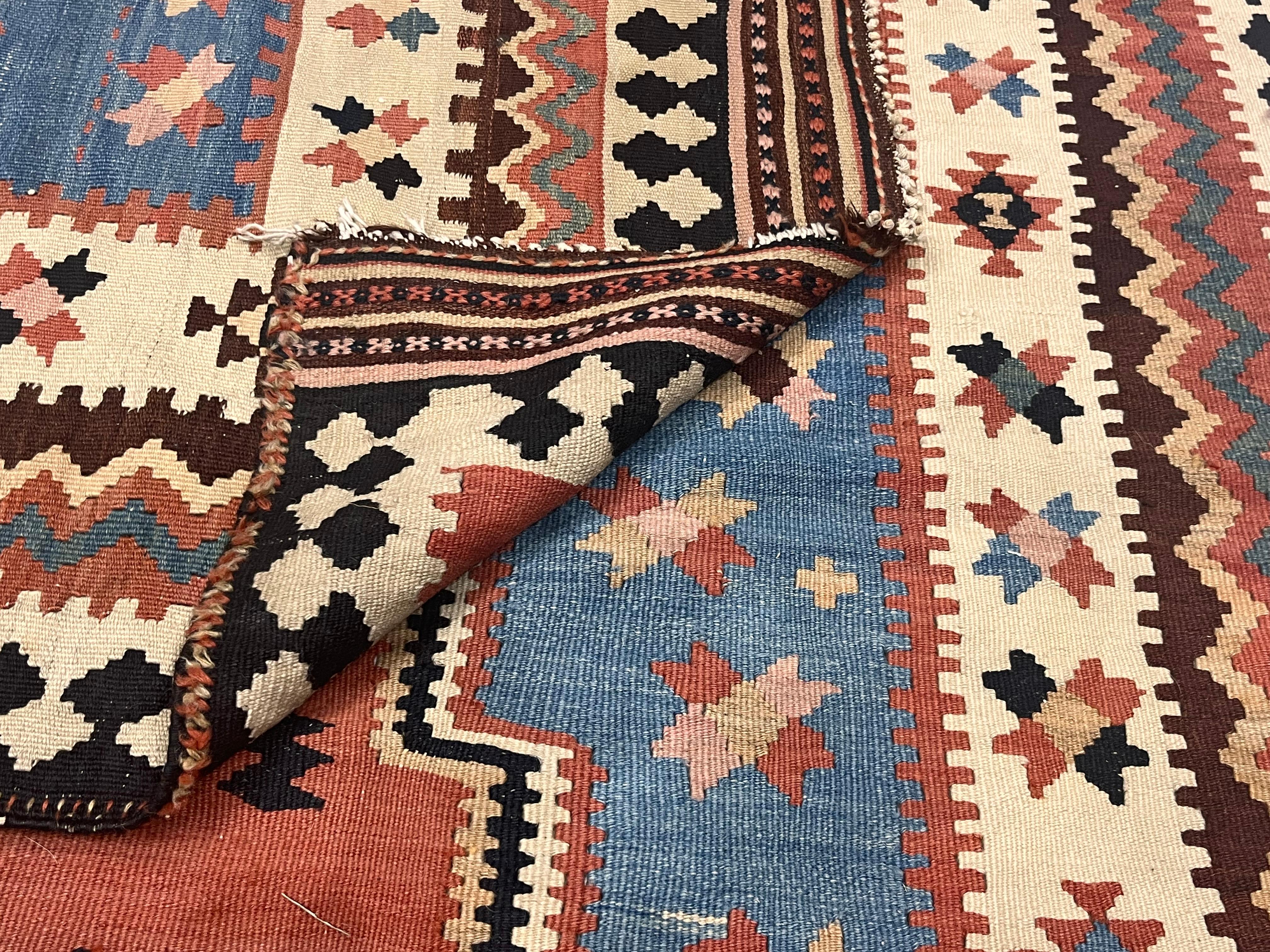 Fine Antique Persian Qashqai Tribal Kilim Rug 5’6” x 13’0