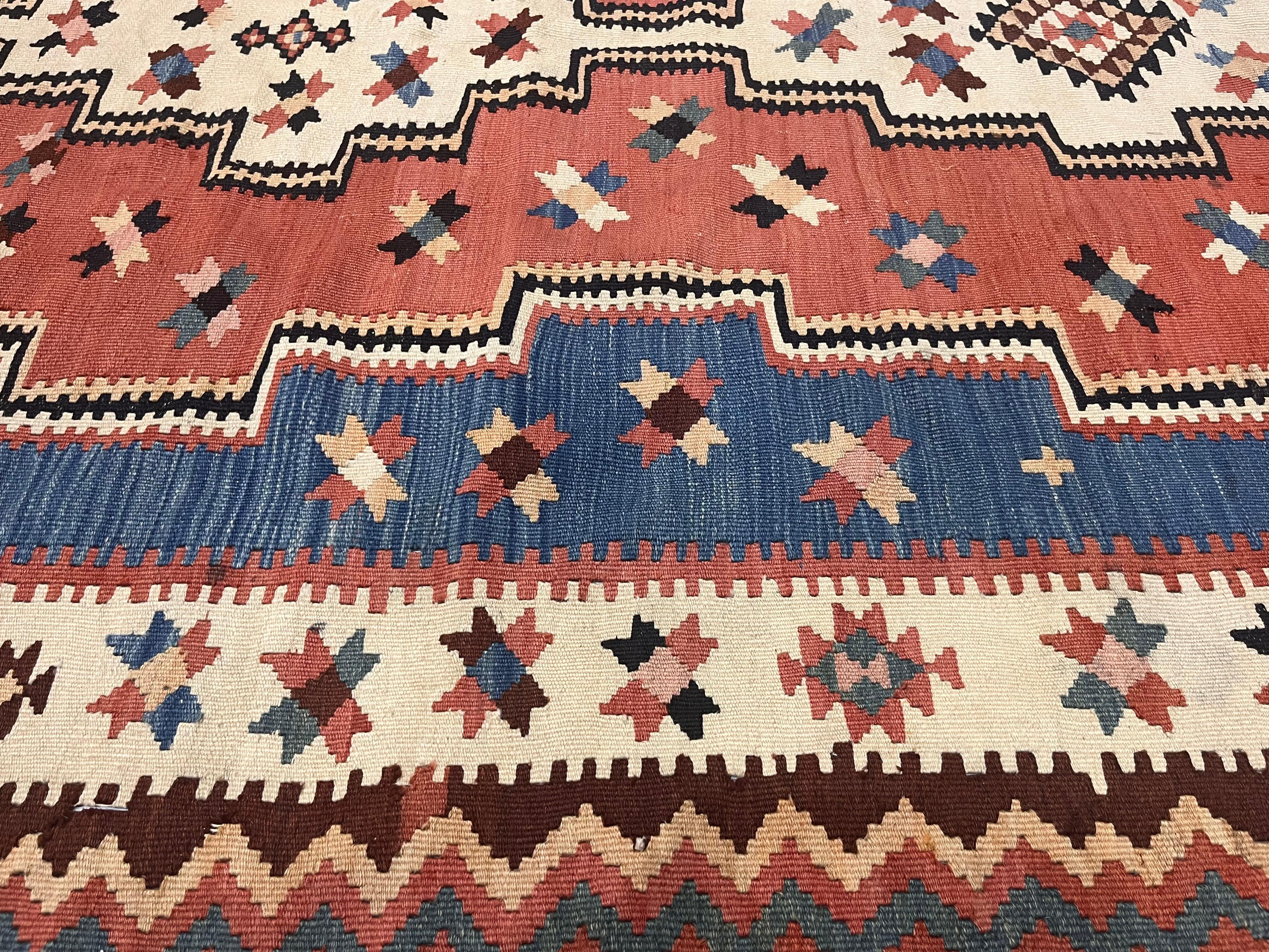 Fine Antique Persian Qashqai Tribal Kilim Rug 5’6” x 13’0