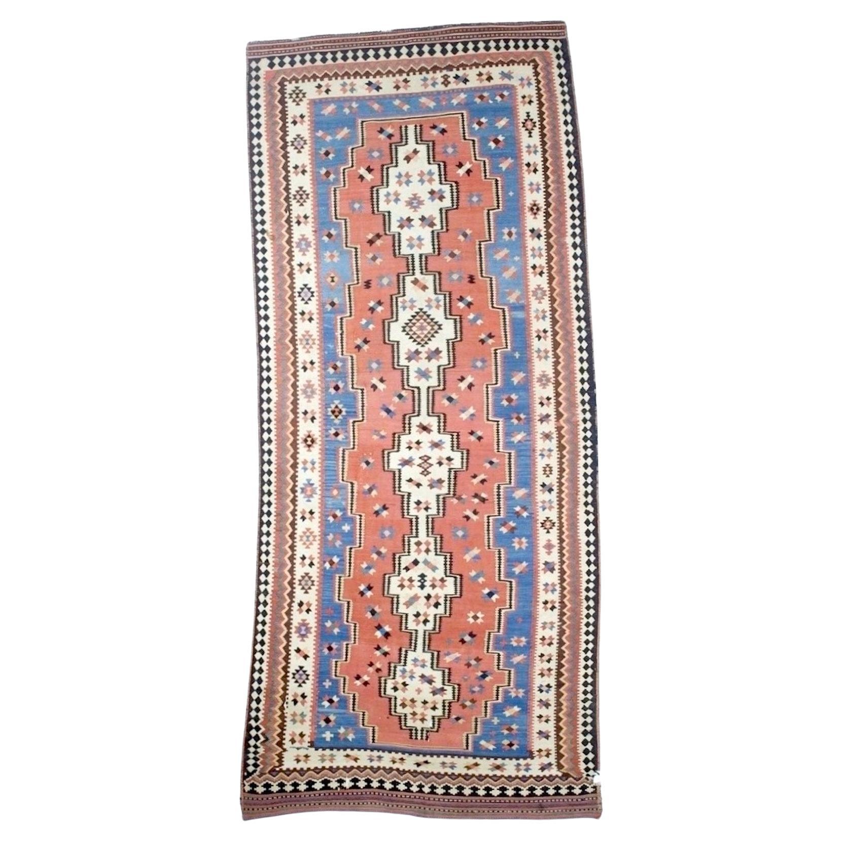 Fine Antique Persian Qashqai Tribal Kilim Rug 5’6” x 13’0"