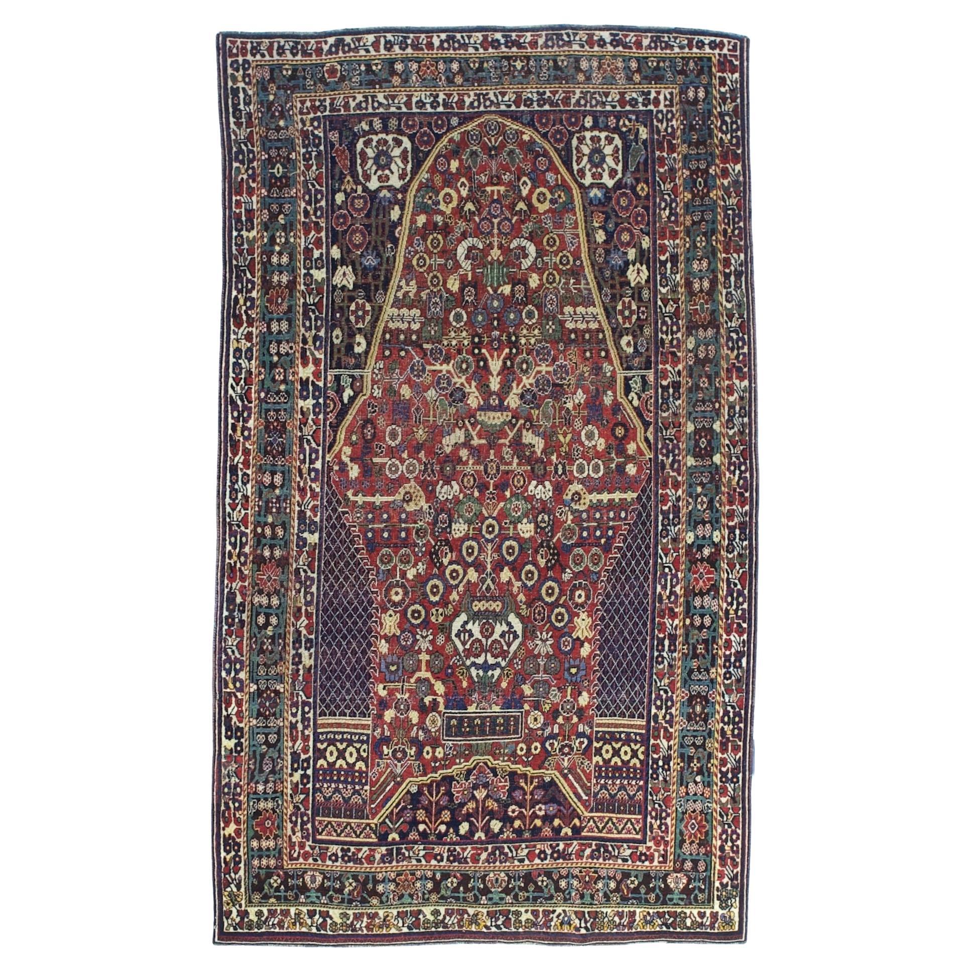 Fine Antique Persian Qashqai Tribal Wool Rug 4'9" x 8’2”