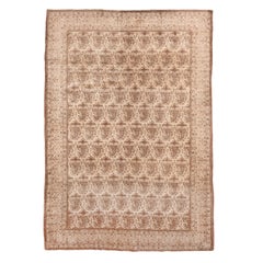 Fine Vintage Persian Qum Carpet with Paisley Allover Design, Teal Accents