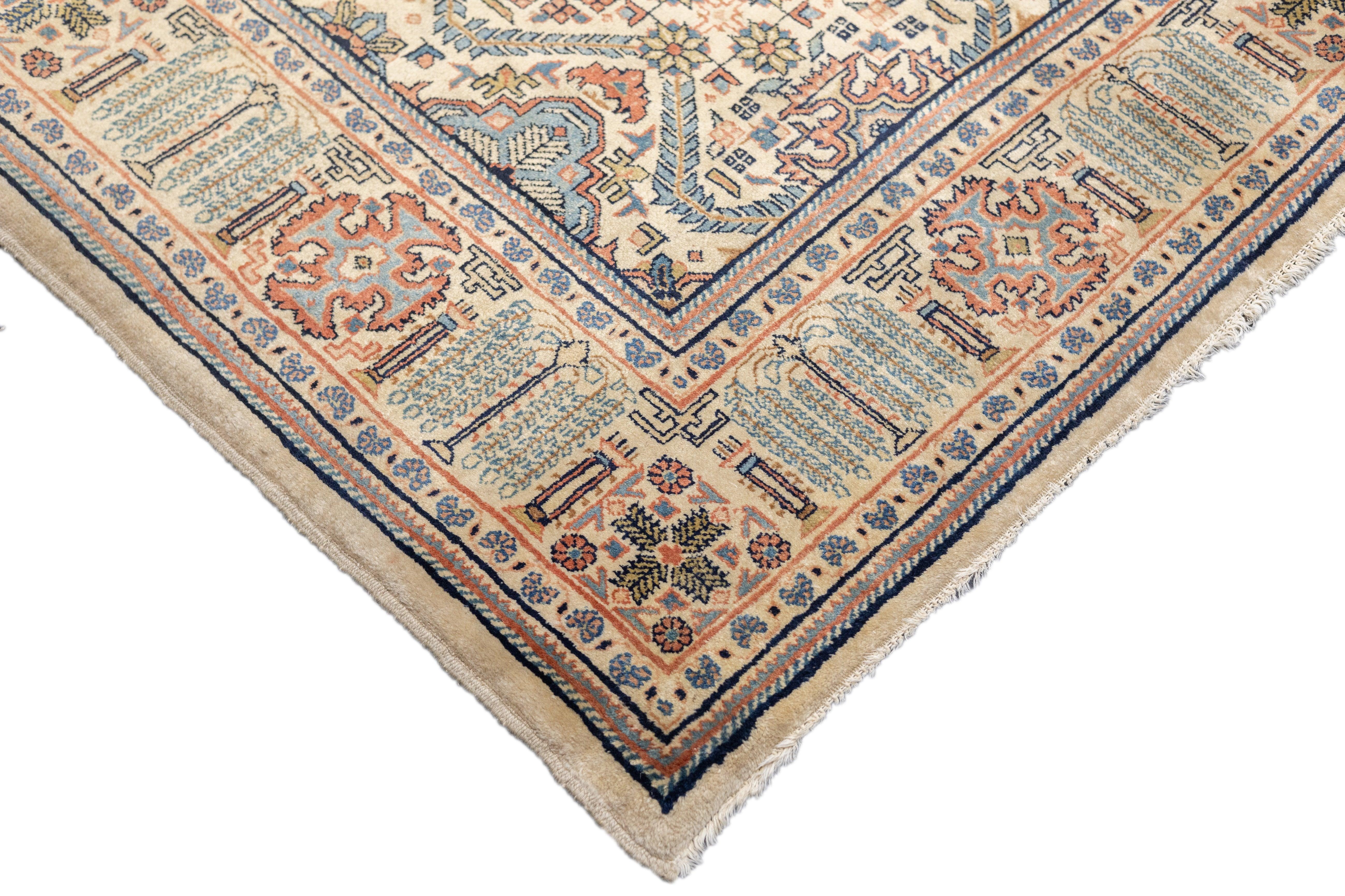 Hand-Knotted Fine Antique Persian Sarouk Rug 6'2'' x 8'7'' For Sale