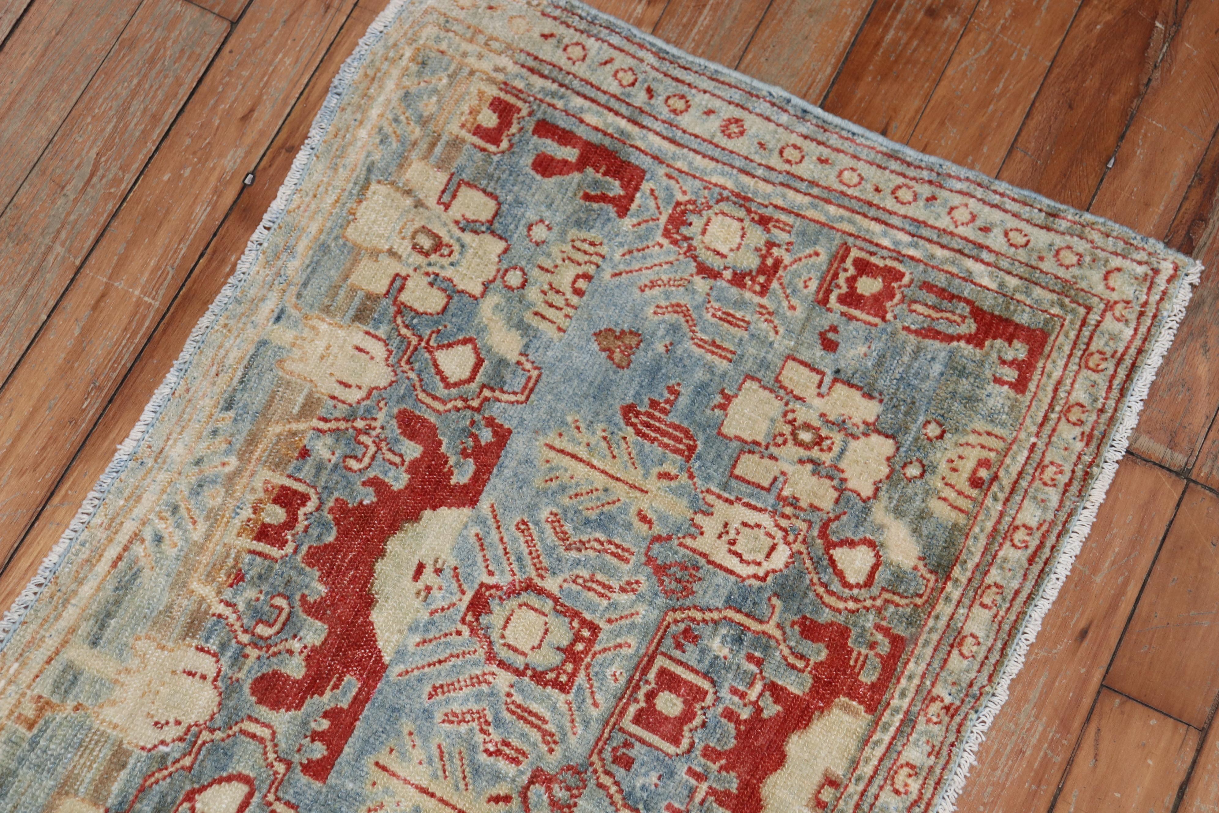 American Colonial Fine Antique Persian Senneh Rug Mat For Sale